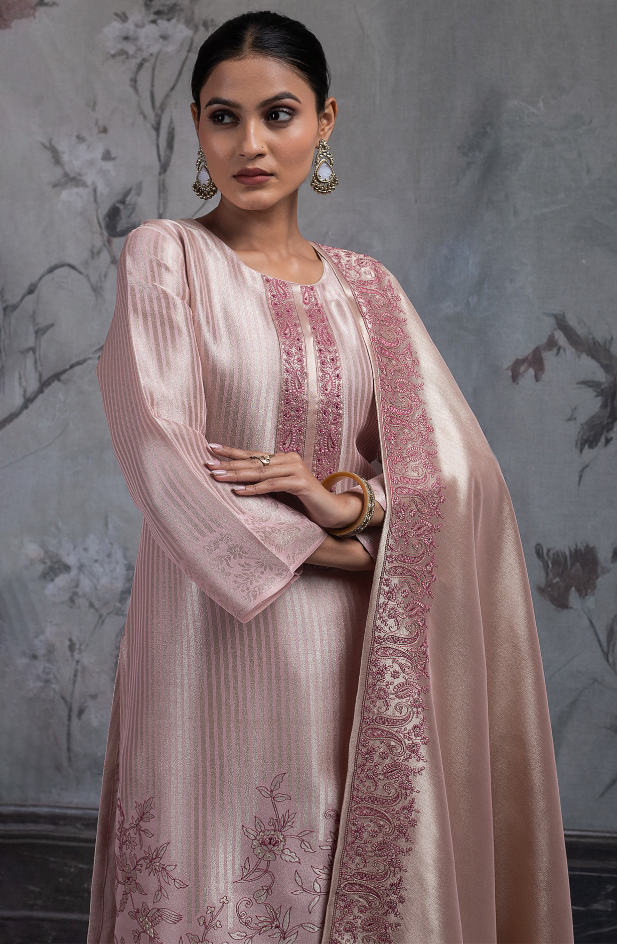 Pink Ziraf Silk Jacquard Suit Set with Dupatta - R157-SPR2422