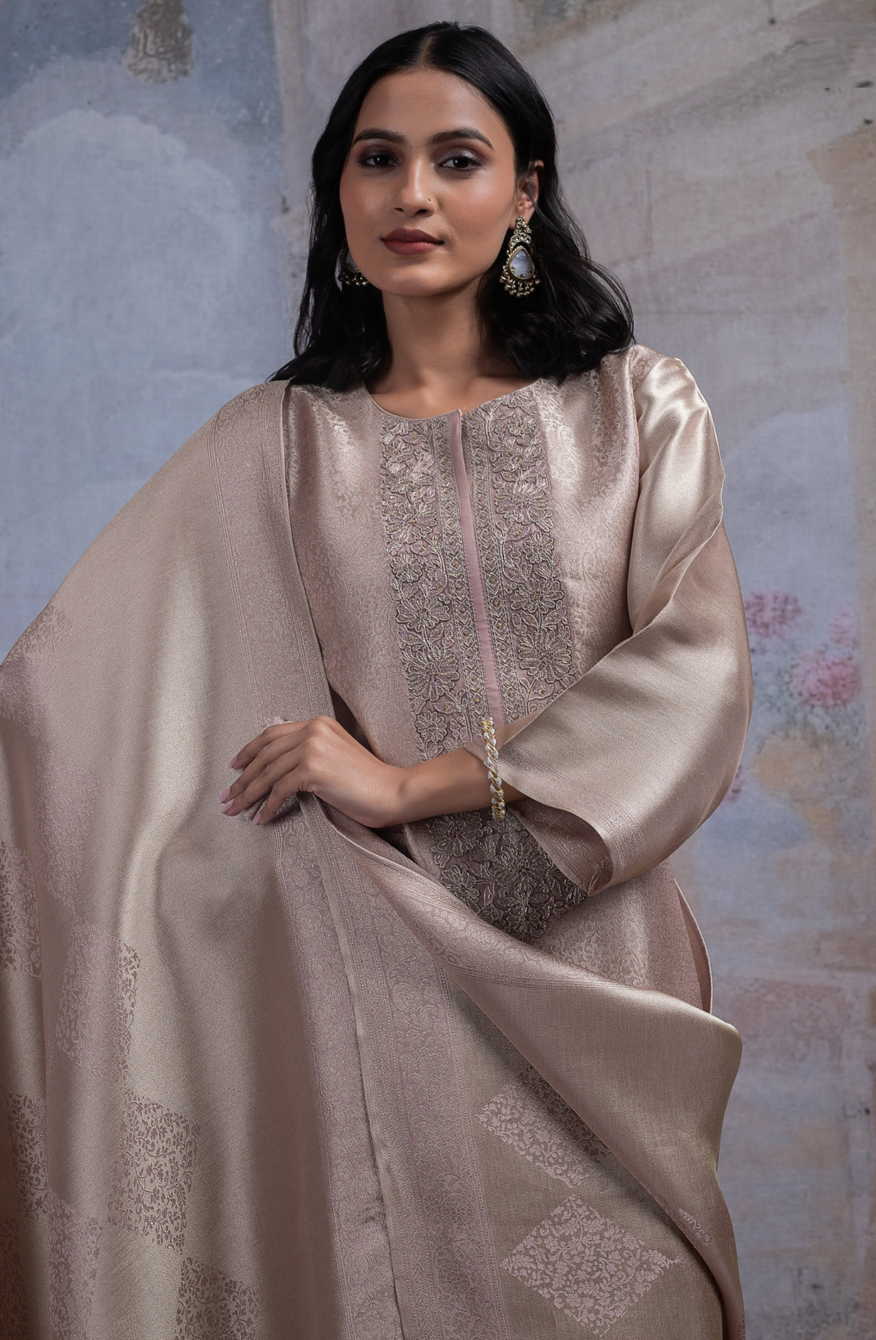 Pink Ziraf Silk Jacquard Suit Set with Dupatta - R157-SPR2541