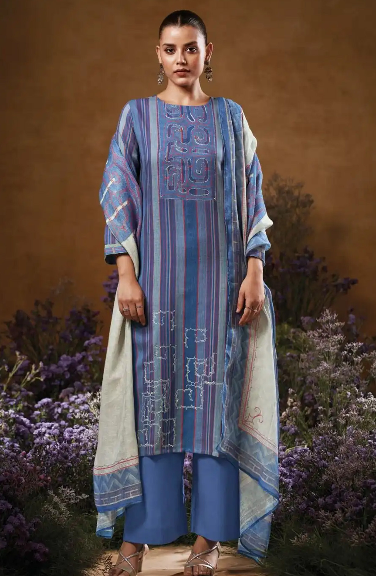 Blue Premium cotton Beautiful Suit Set with Dupatta - TAVS3546A