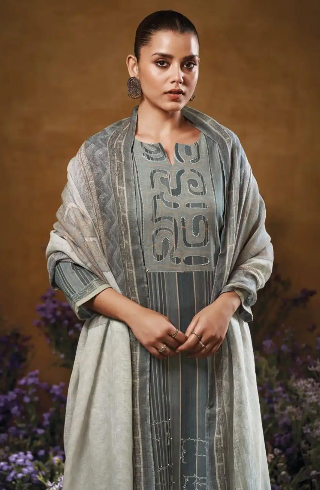 Grey Premium cotton Beautiful Suit Set with Dupatta - TAVS3546B