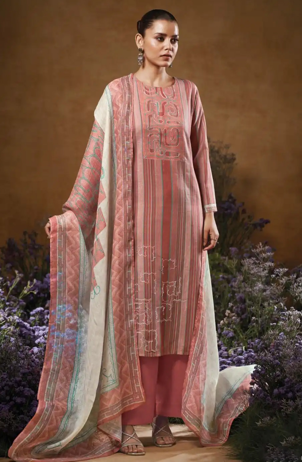 Rust Premium cotton Beautiful Suit Set with Dupatta - TAVS3546C