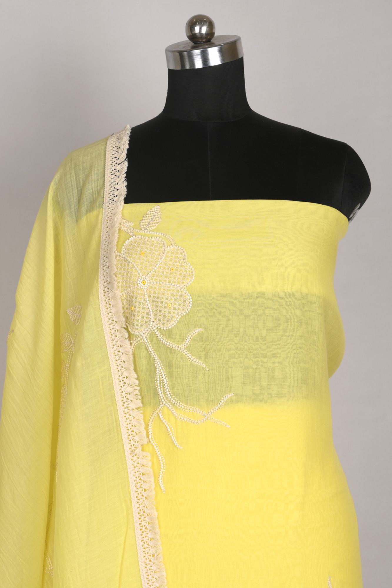Yellow Mul Chanderi Beautiful Suit Set with Dupatta - 1001-JHU1727