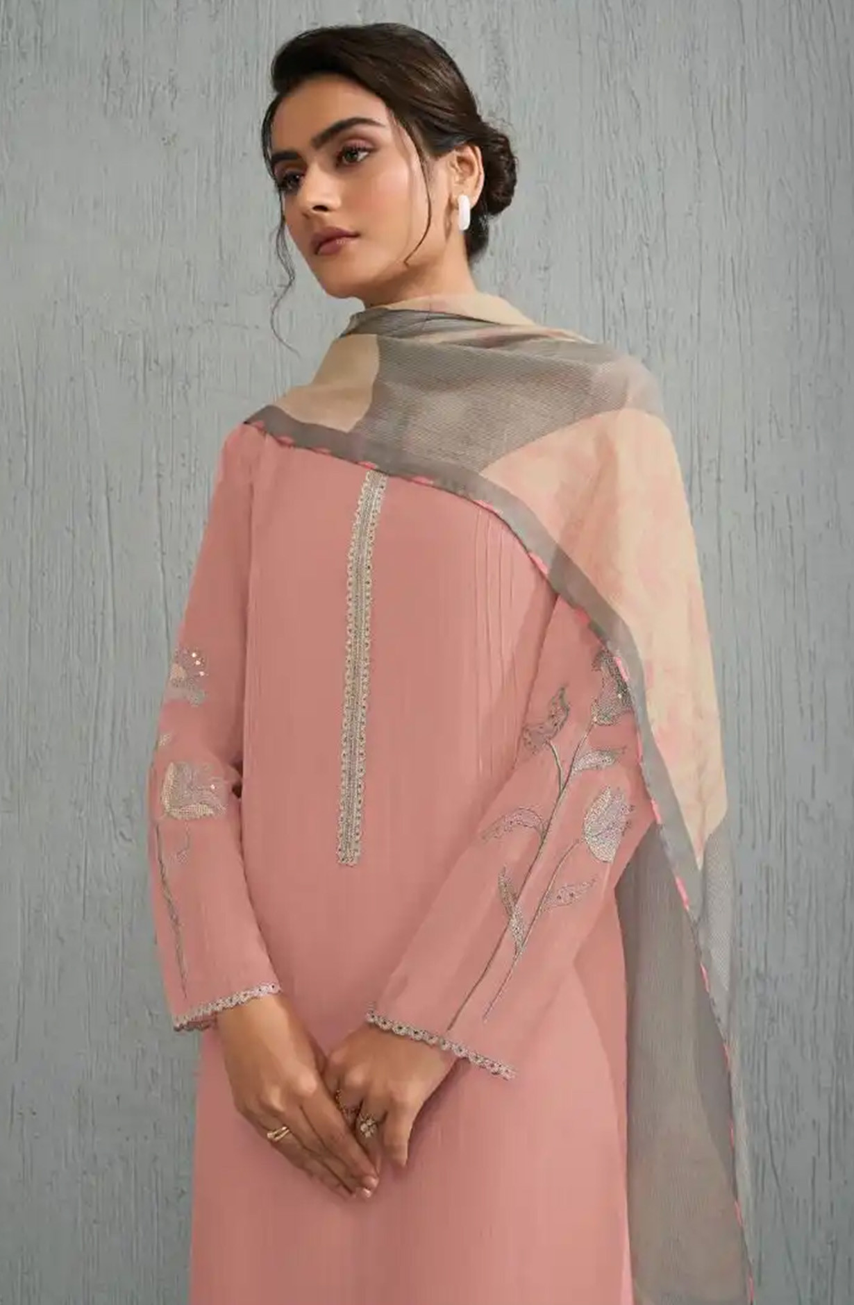 Pink mal chanderi silk Beautiful Suit Set with Dupatta - ZEH13041A