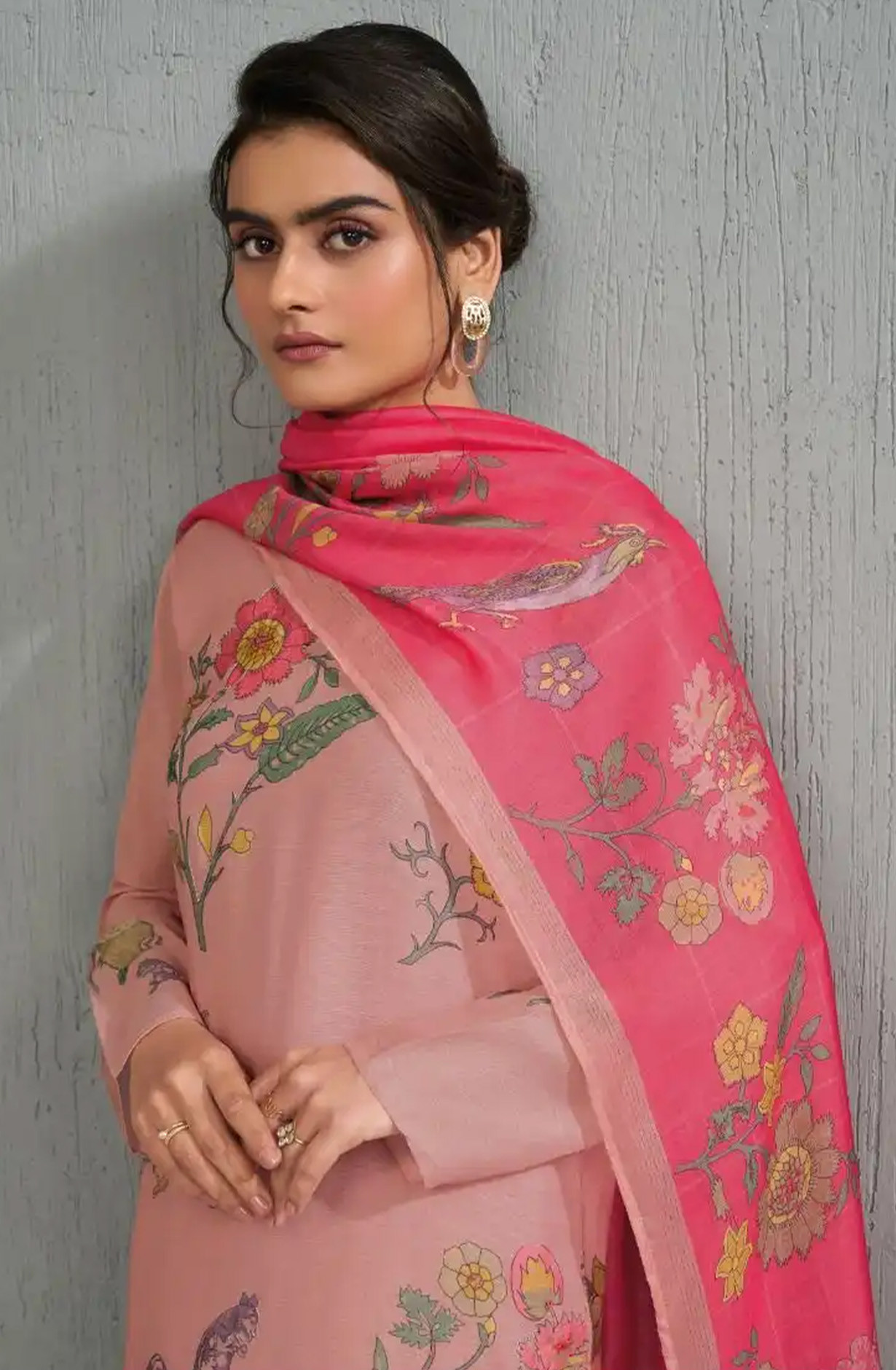Peach cotton silk Beautiful Suit Set with Dupatta - SAH12041B