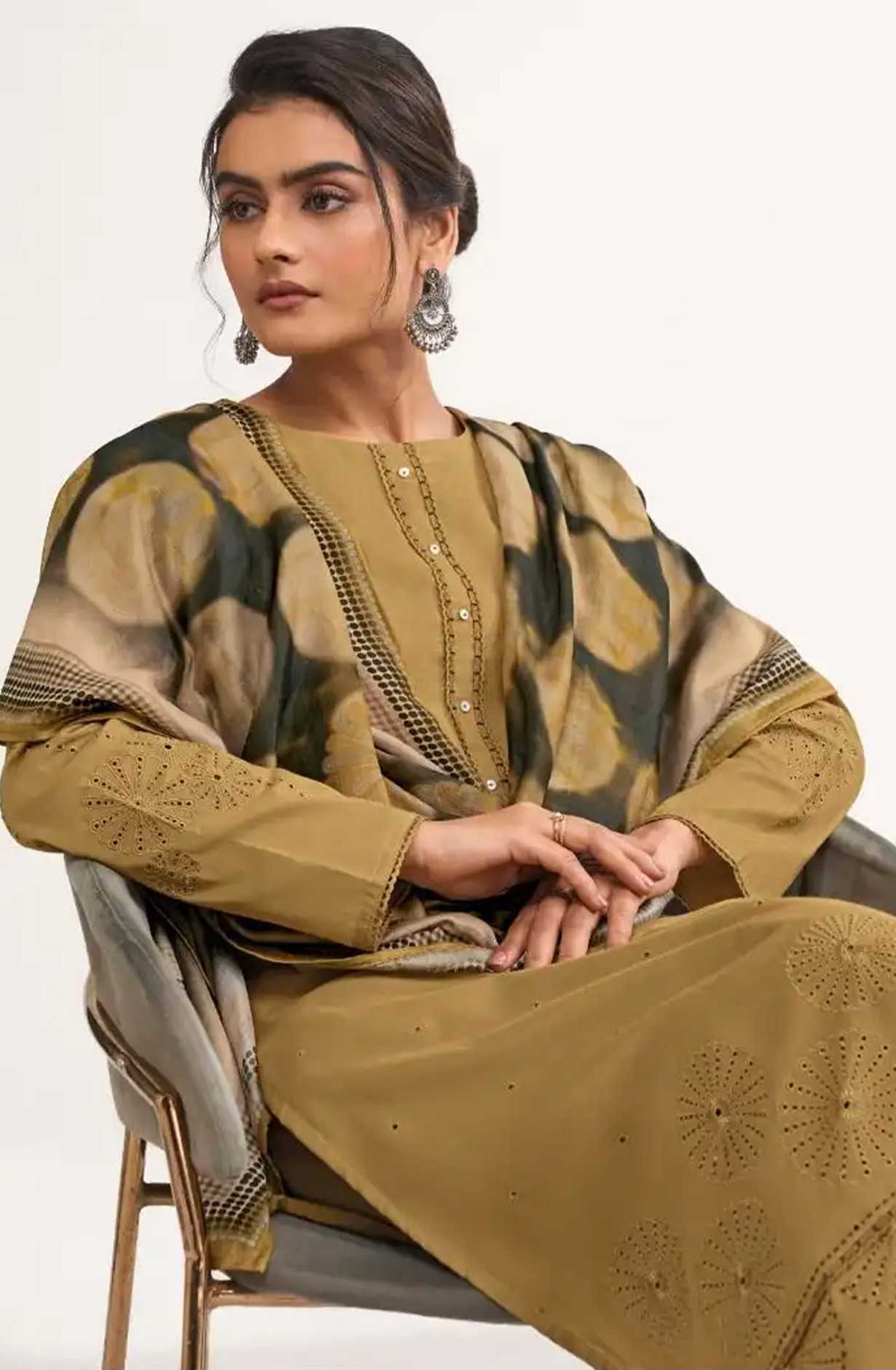 Mustard Premium Cotton Lawn Beautiful Suit Set with Dupatta - ARI13031A