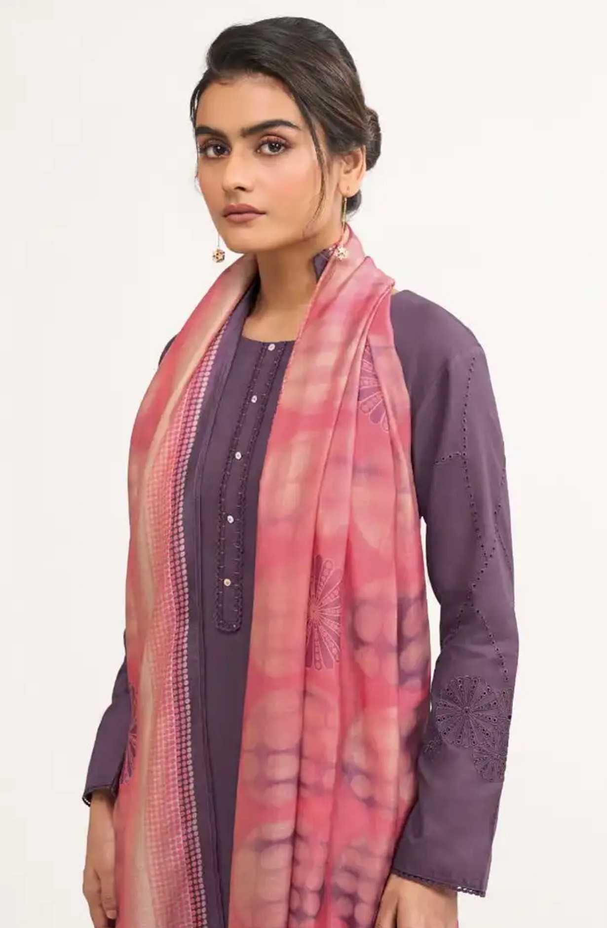 Purple Premium Cotton Lawn Beautiful Suit Set with Dupatta - ARI13031B