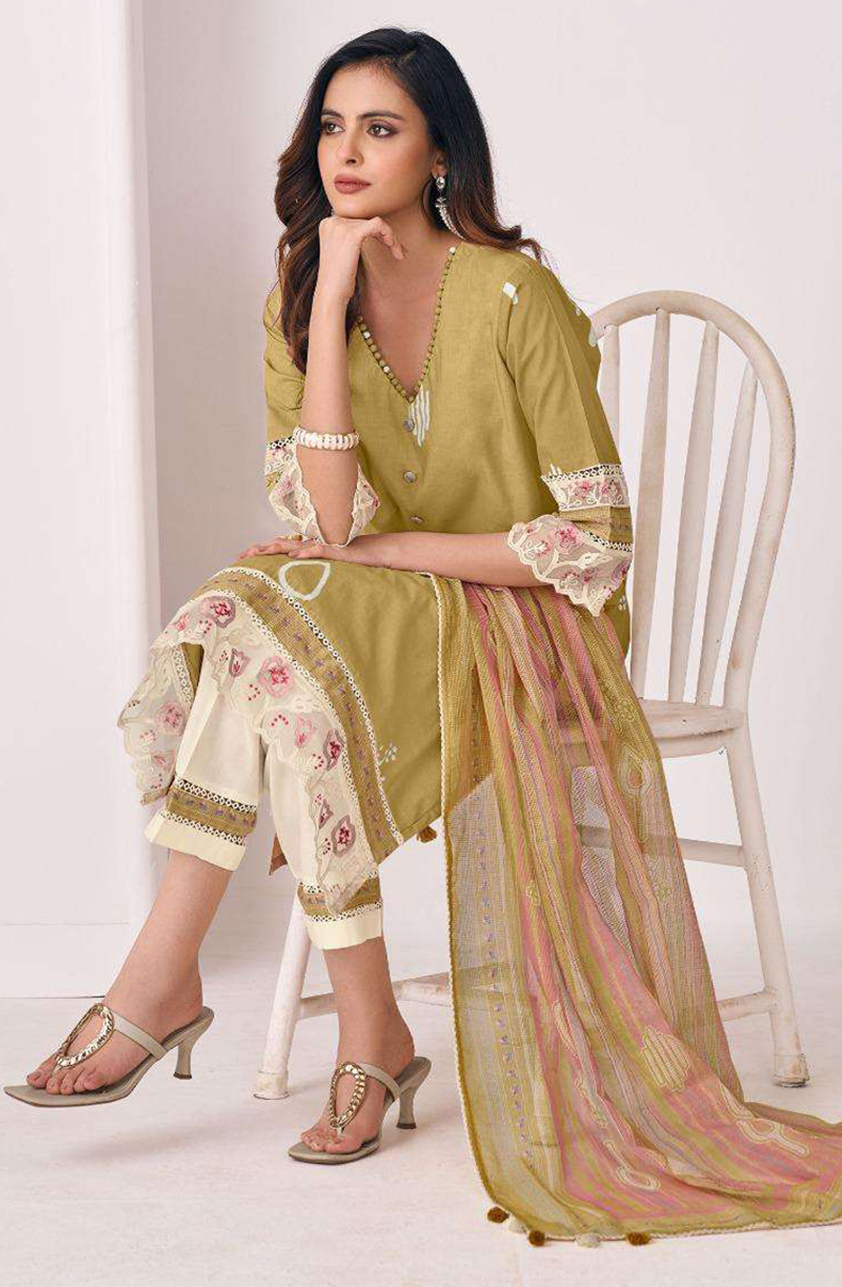 Yellow Pure Cotton Beautiful Suit Set with Dupatta - IMA3275C