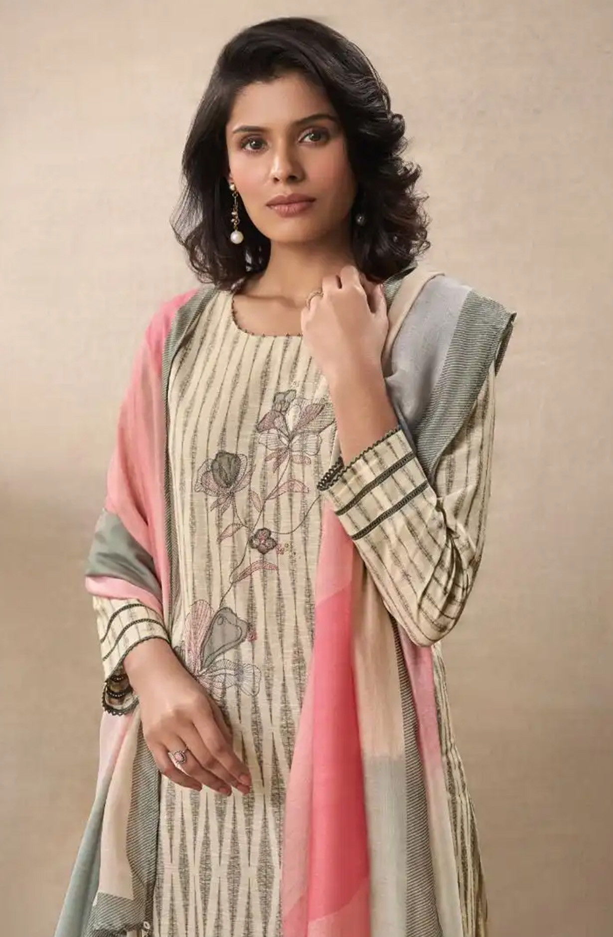 Grey Perissa cotton Beautiful Suit Set with Dupatta - SUK14031D