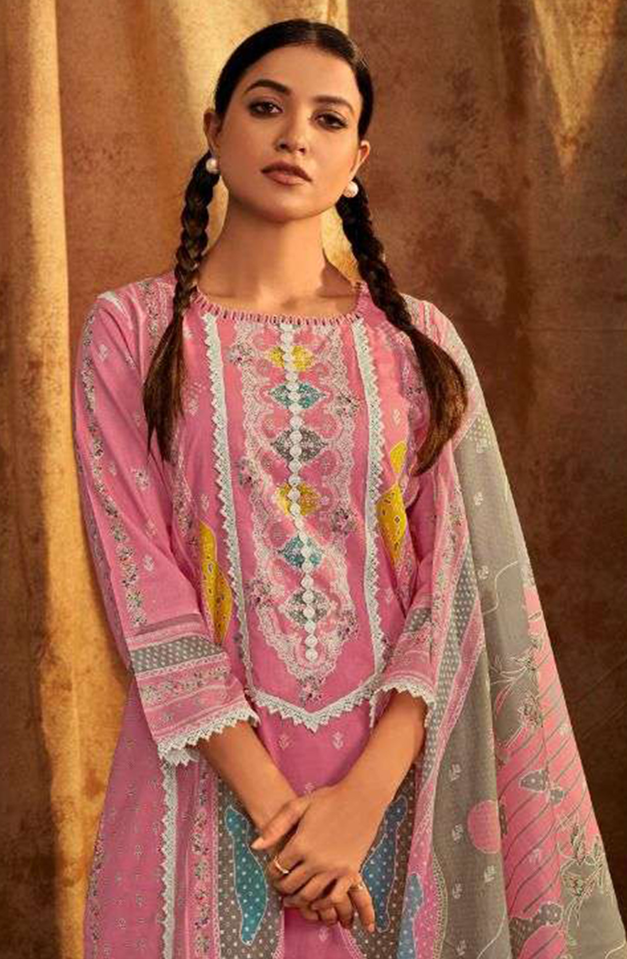Pink Pure Cotton Digital Printed Suit with Dupatta - BAC10721