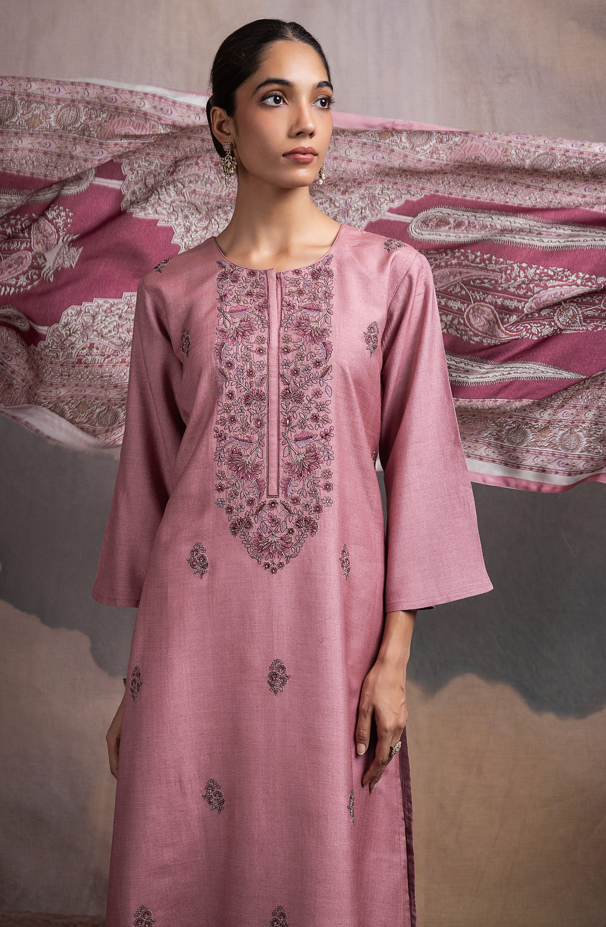 Pink Pure Monga Tussar Silk Suit with Dupatta - R157-SPR2494