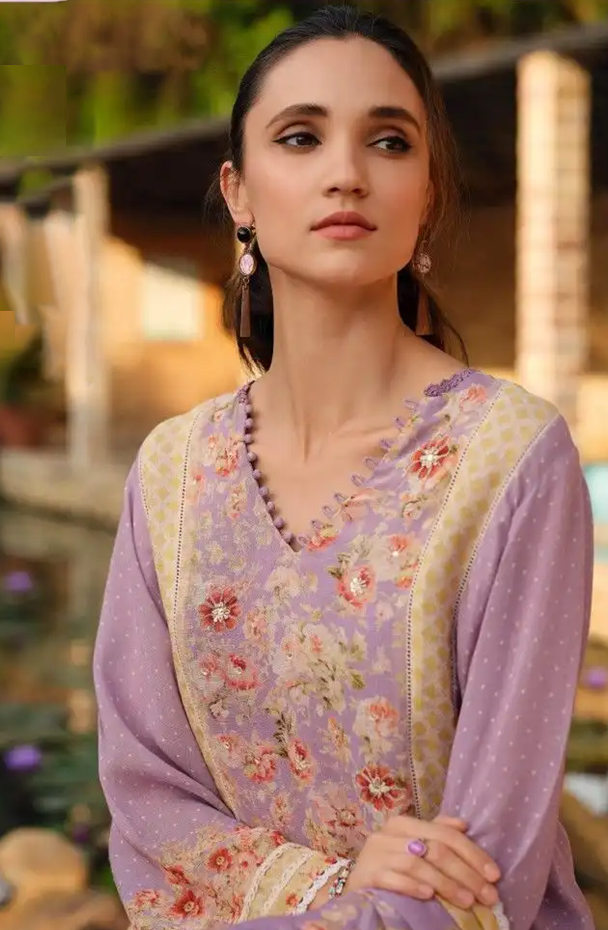 Purple Cotton Linen Beautiful Suit Set with Dupatta - ROSE02