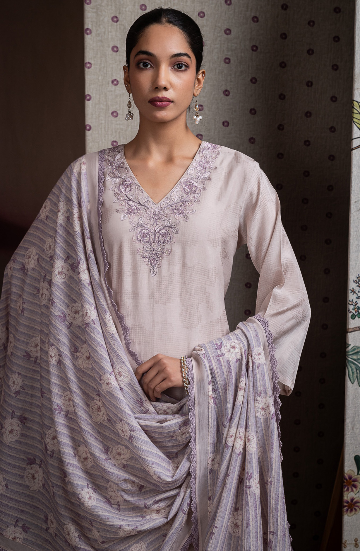 Purple Mul chanderi jacquard beautiful Suit Set with Dupatta - R157-SPR2680