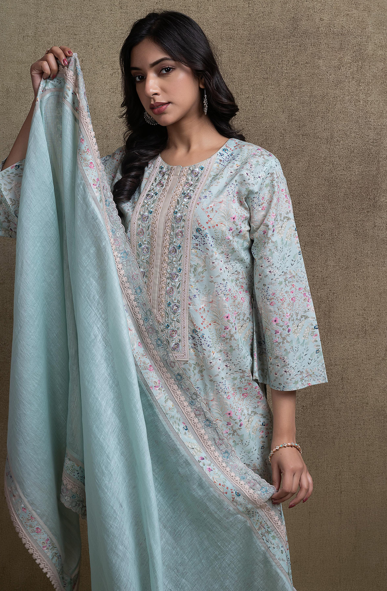 Firozee Cotton embroidered Suit Set with Dupatta - R157-SPR2676A