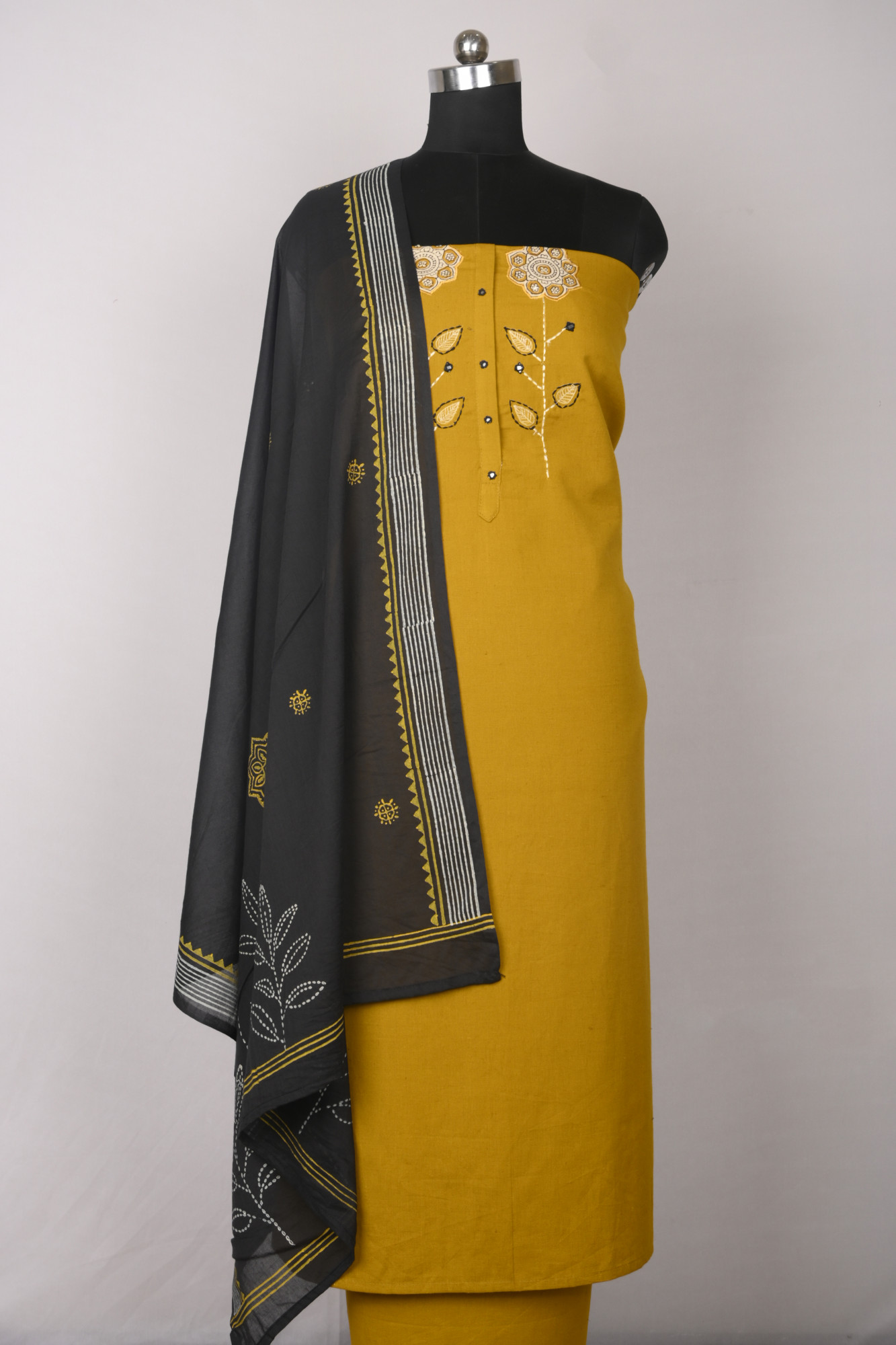 Mustard Cotton Beautiful Suit Set with Dupatta - 657-W25SRAN6912E
