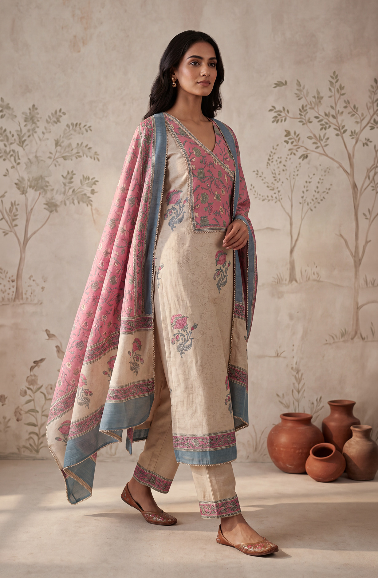 Pink Silk Unstitched Suit Set with Beautiful Silk Dupatta - 972-WETSL1102-4C