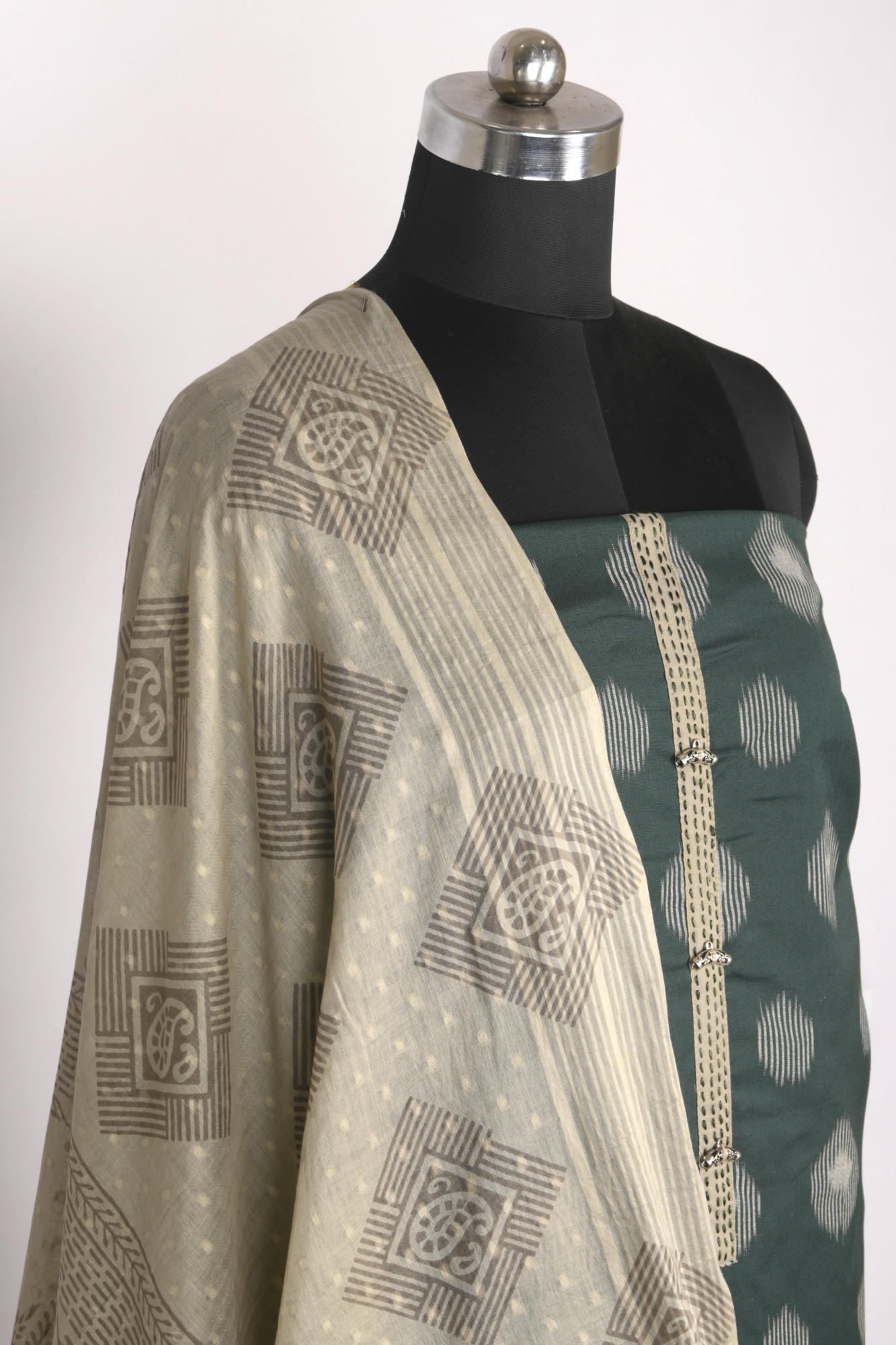 Green Handloom Cotton Beautiful Suit Set with Dupatta - 657-S25DEAN1044
