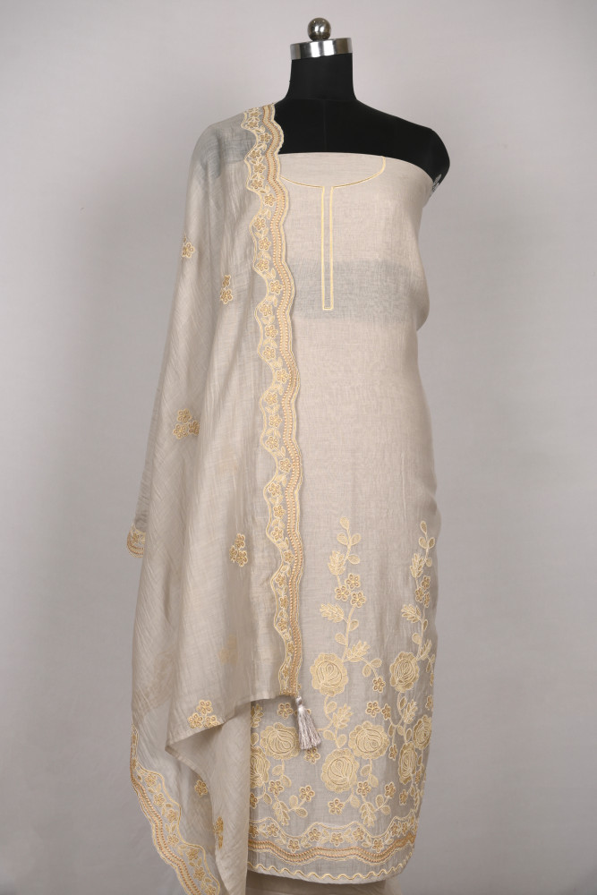 Image of Mauve Mul Cotton Beautiful Suit Set with Dupatta - 996-MCHEMB1107A