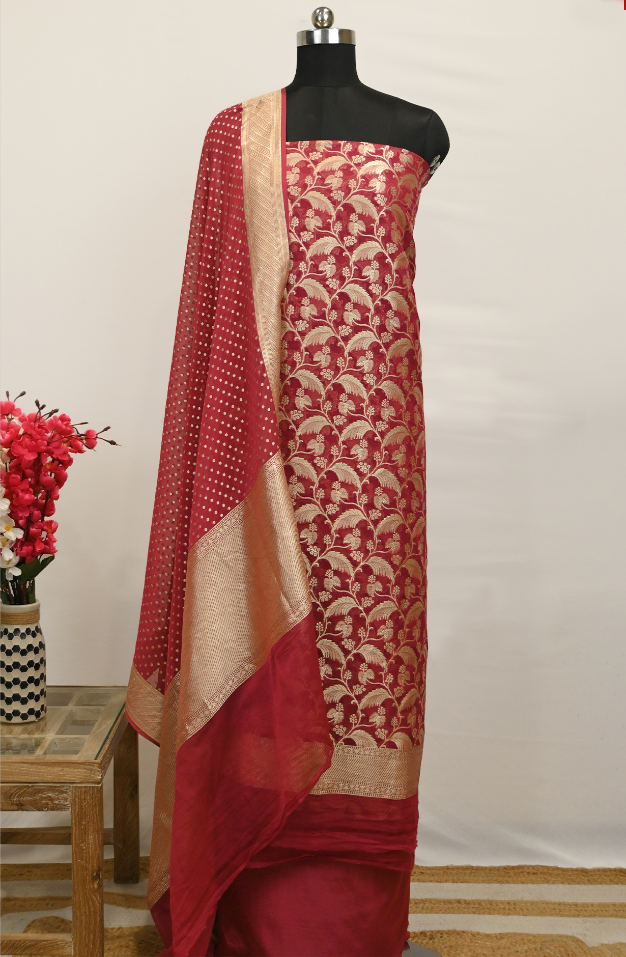 Maroon Banarsi Suit Set with Beautiful Dupatta - 1021-KDIWATER-2F