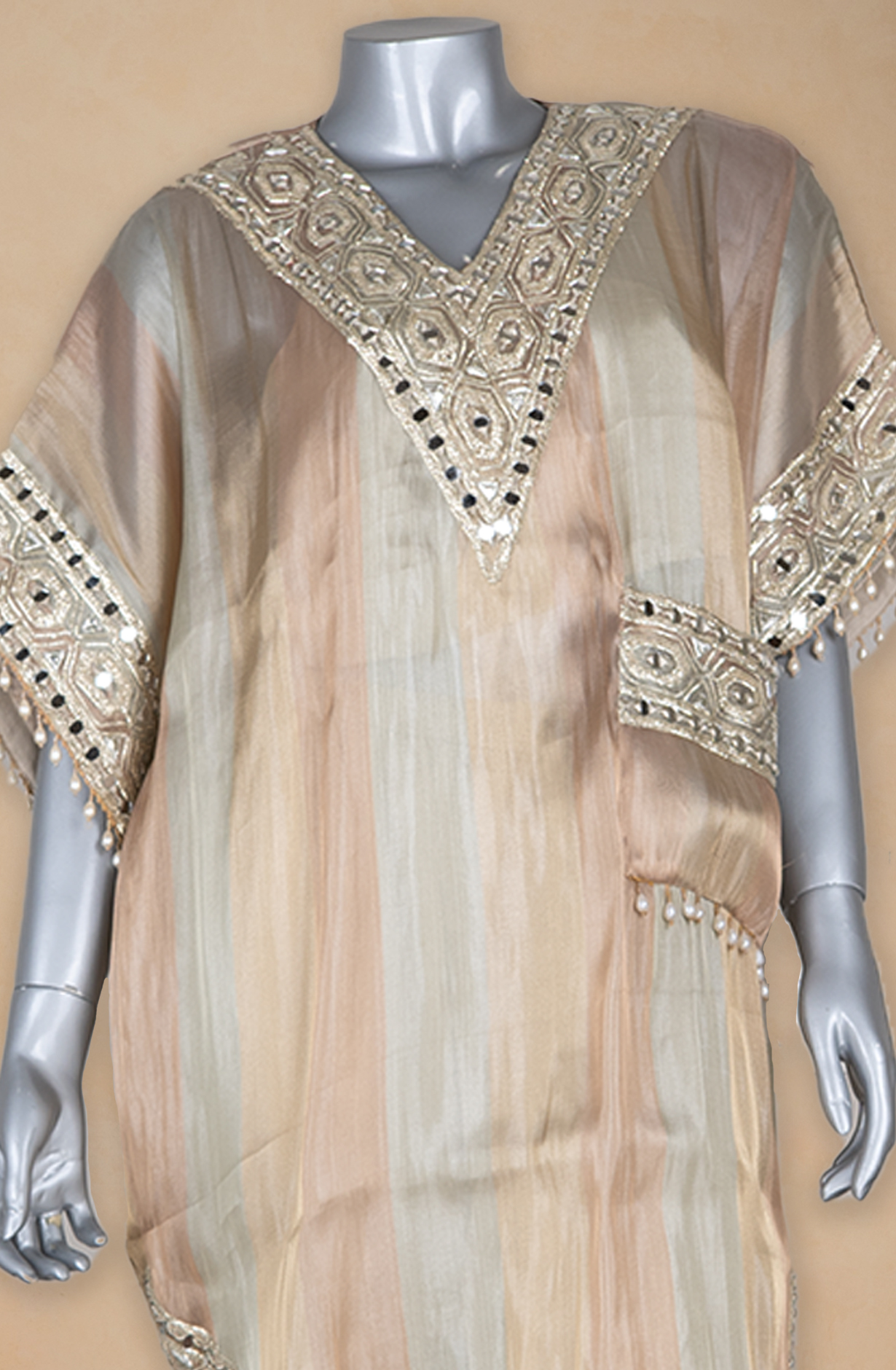 Fawn Tissue Organza Top with Crepe Bottom Co-ords Set - 1019-197