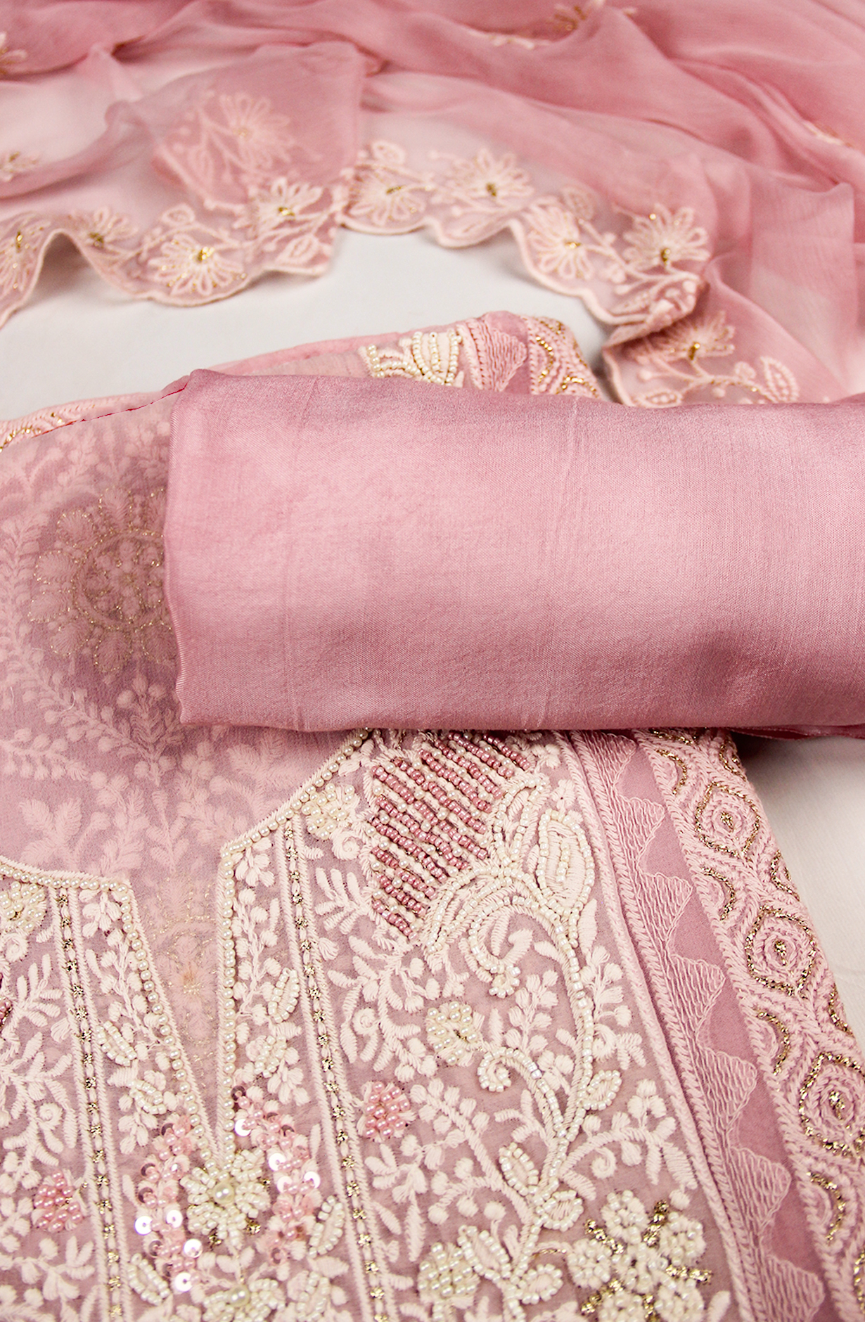 Pink Beautiful Georgette Suit Set with Dupatta - 606-9936C