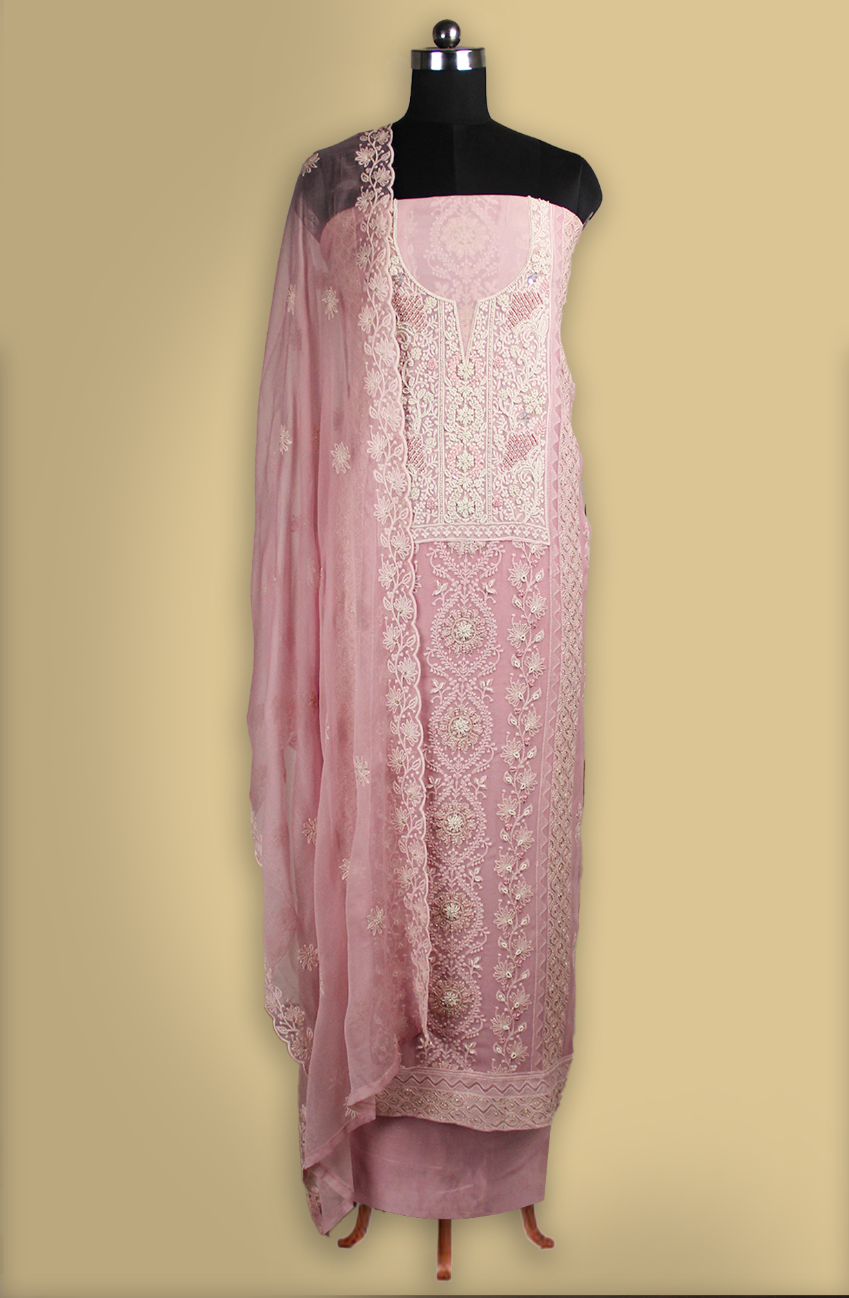 Pink Beautiful Georgette Suit Set with Dupatta - 606-9936C