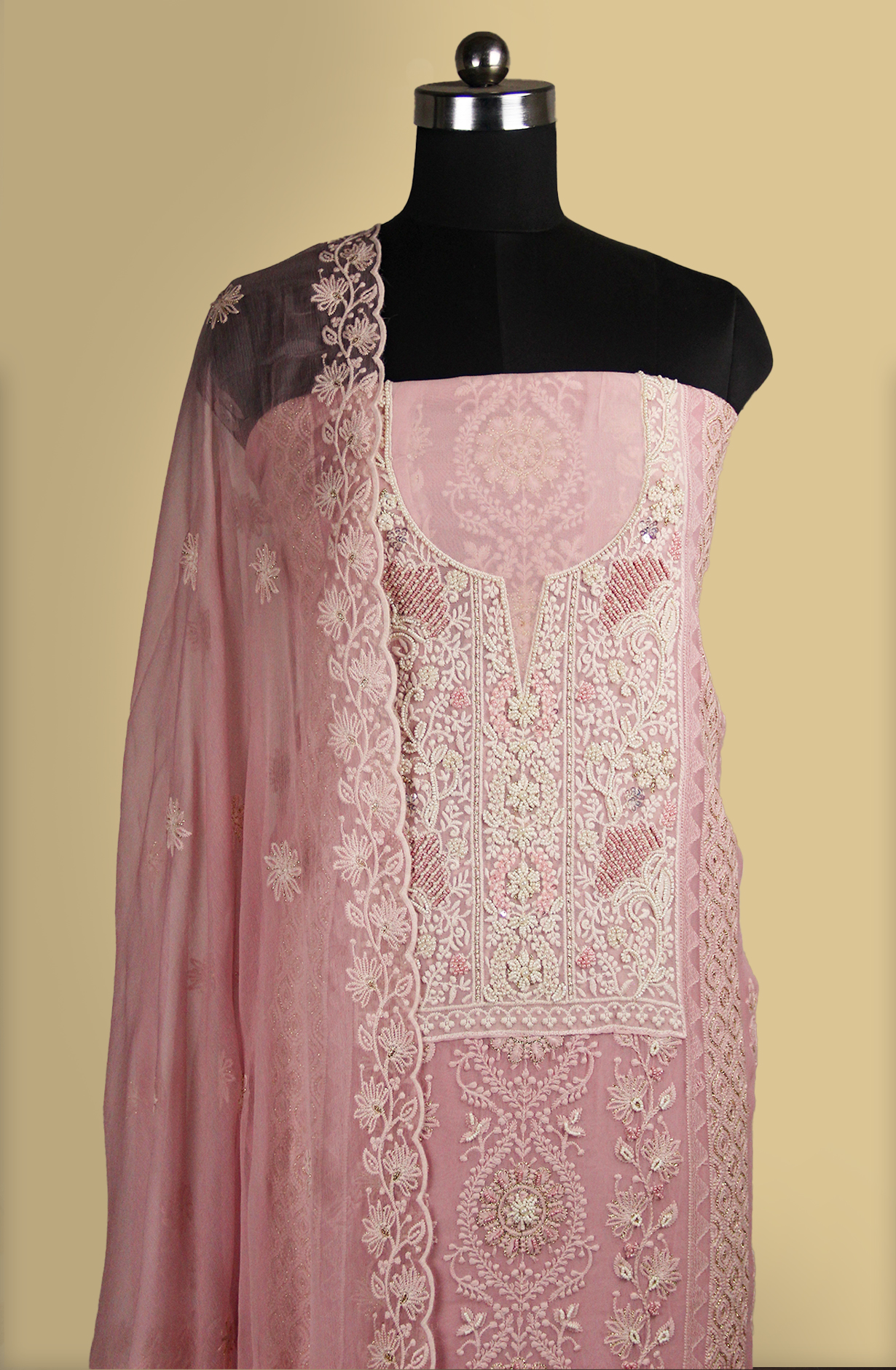 Pink Beautiful Georgette Suit Set with Dupatta - 606-9936C