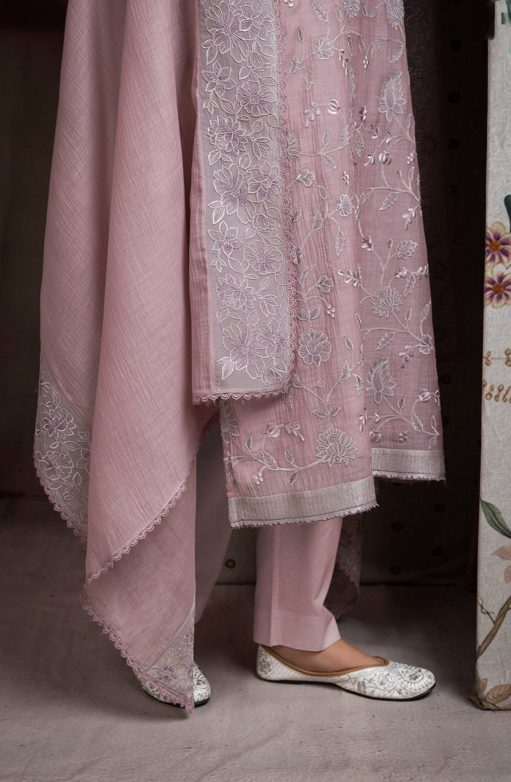 Pink Pure Mul Chanderi Suit Set with Dupatta -R157-SPR2595
