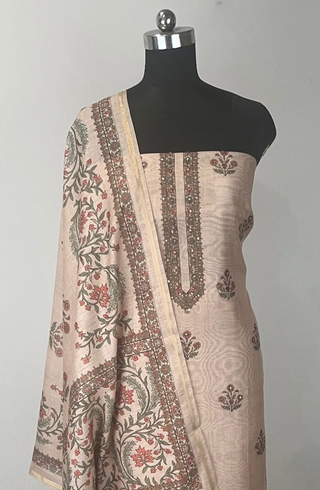 Fawn Cotton chanderi Beautiful Suit Set with Dupatta - 131-EE5130C