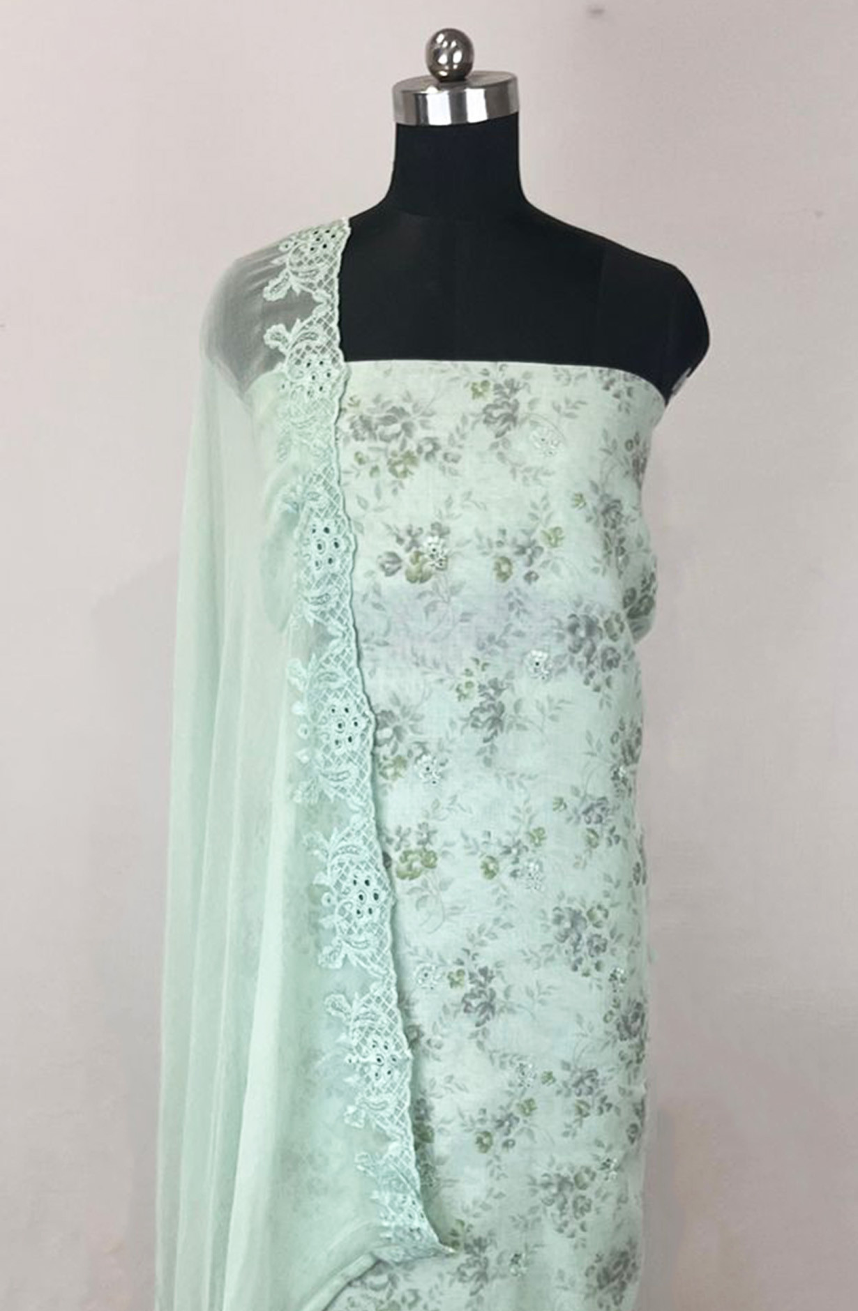Pista Linen Cotton Unstitched Suit Set with Dupatta - 131-SUMCOT1113-5A