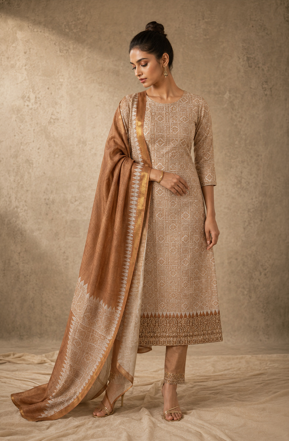 Mustard Silk Unstitched Suit Set with Beautiful Dupatta - 944-NK679A