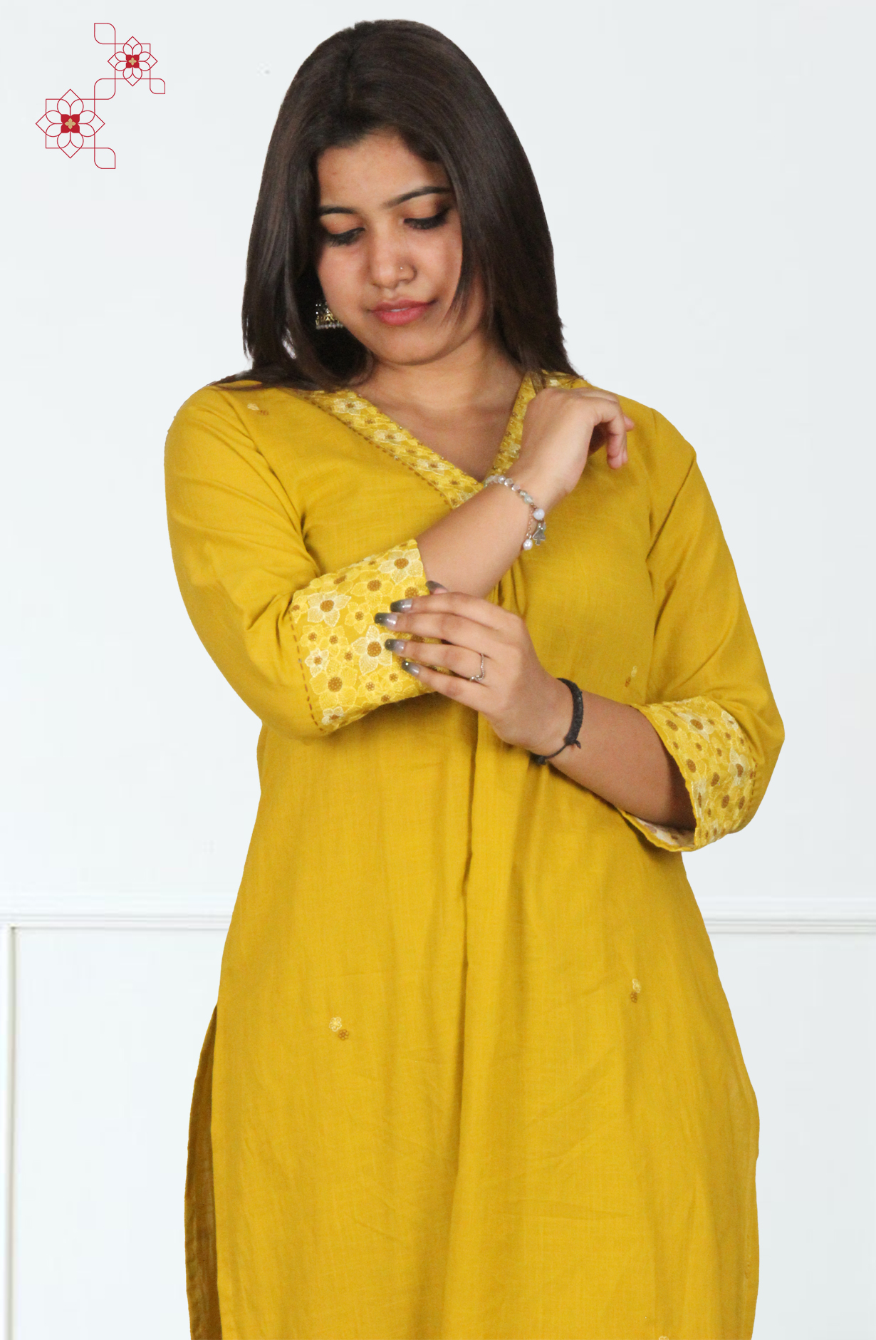 Mustard Yellow Stitched Cotton Printed Top Bottom Set - 2101010830147 - Available Size M to XXXL