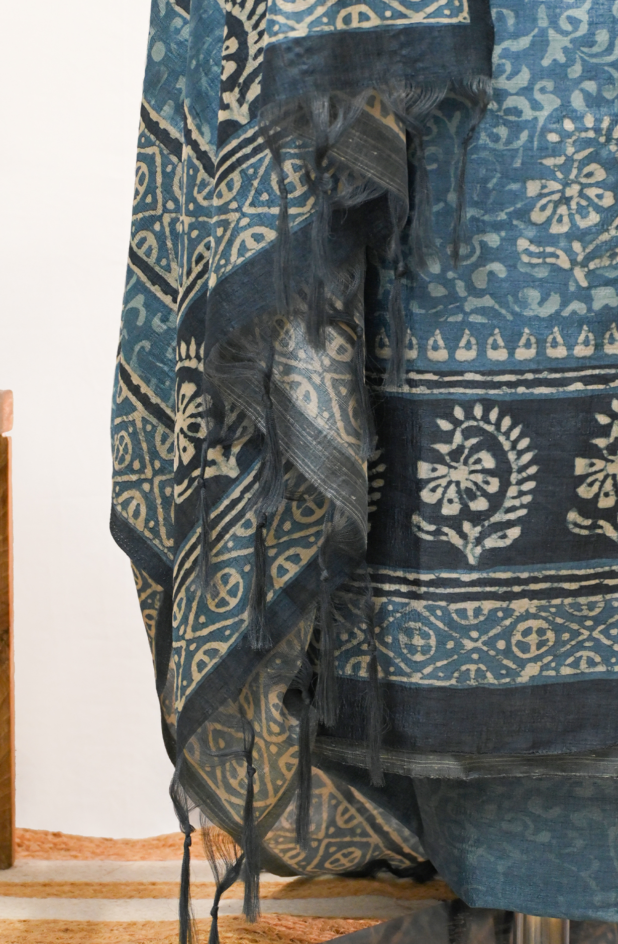 Blue Art Tussar Suit Set with Dupatta - 220-5384B