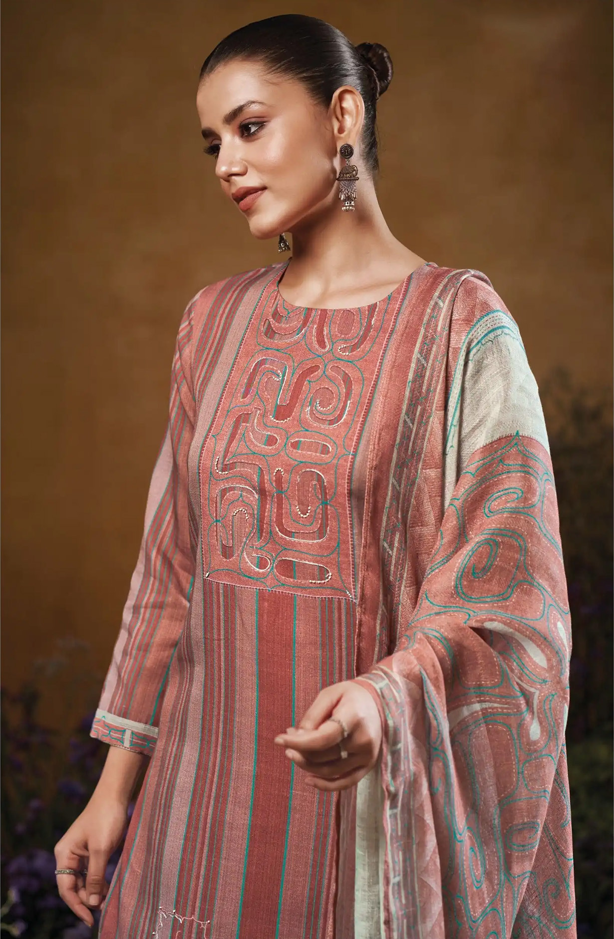 Rust Premium cotton Beautiful Suit Set with Dupatta - TAVS3546C