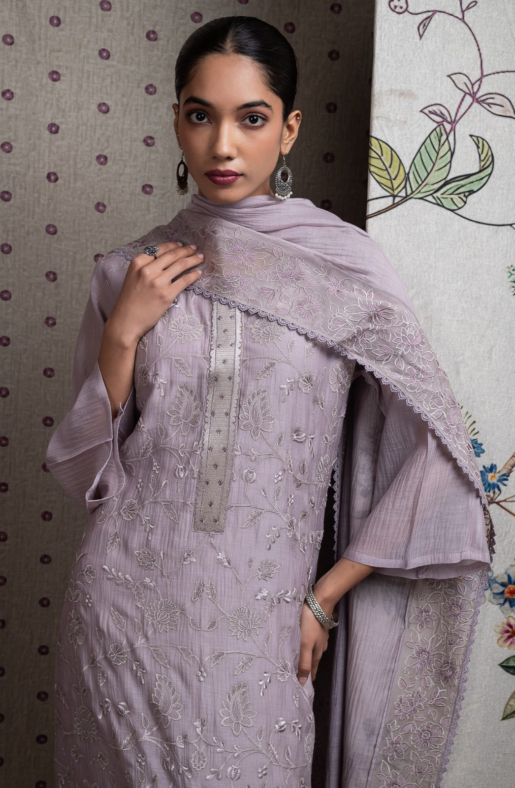 Purple Pure Mul Chanderi Suit Set with Dupatta -R157-SPR2595B