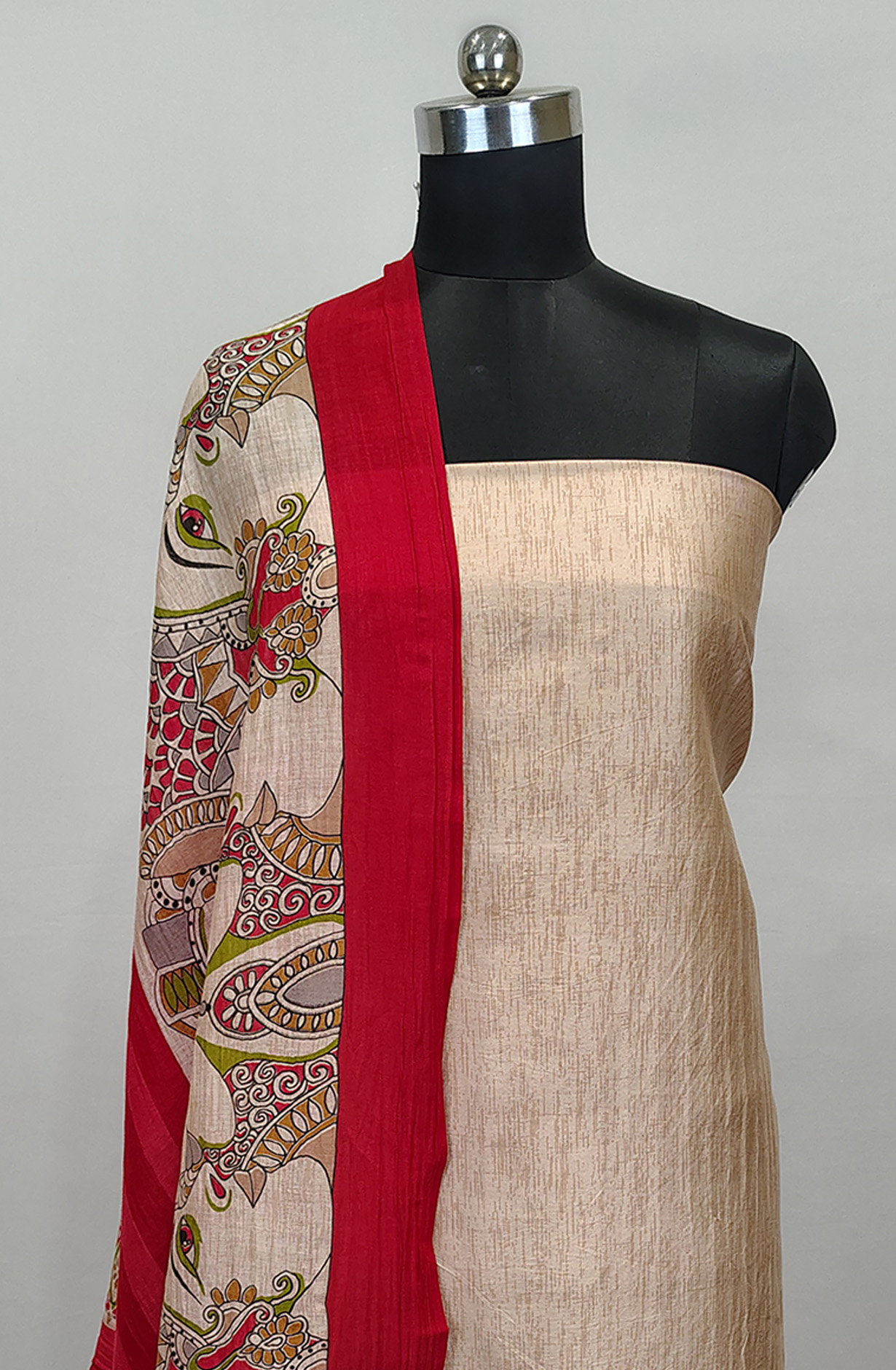 Maroon Printed Beautiful Maheshwari Unstitched Suit with Dupatta - 1027-MAHESHWARIPRT-7A