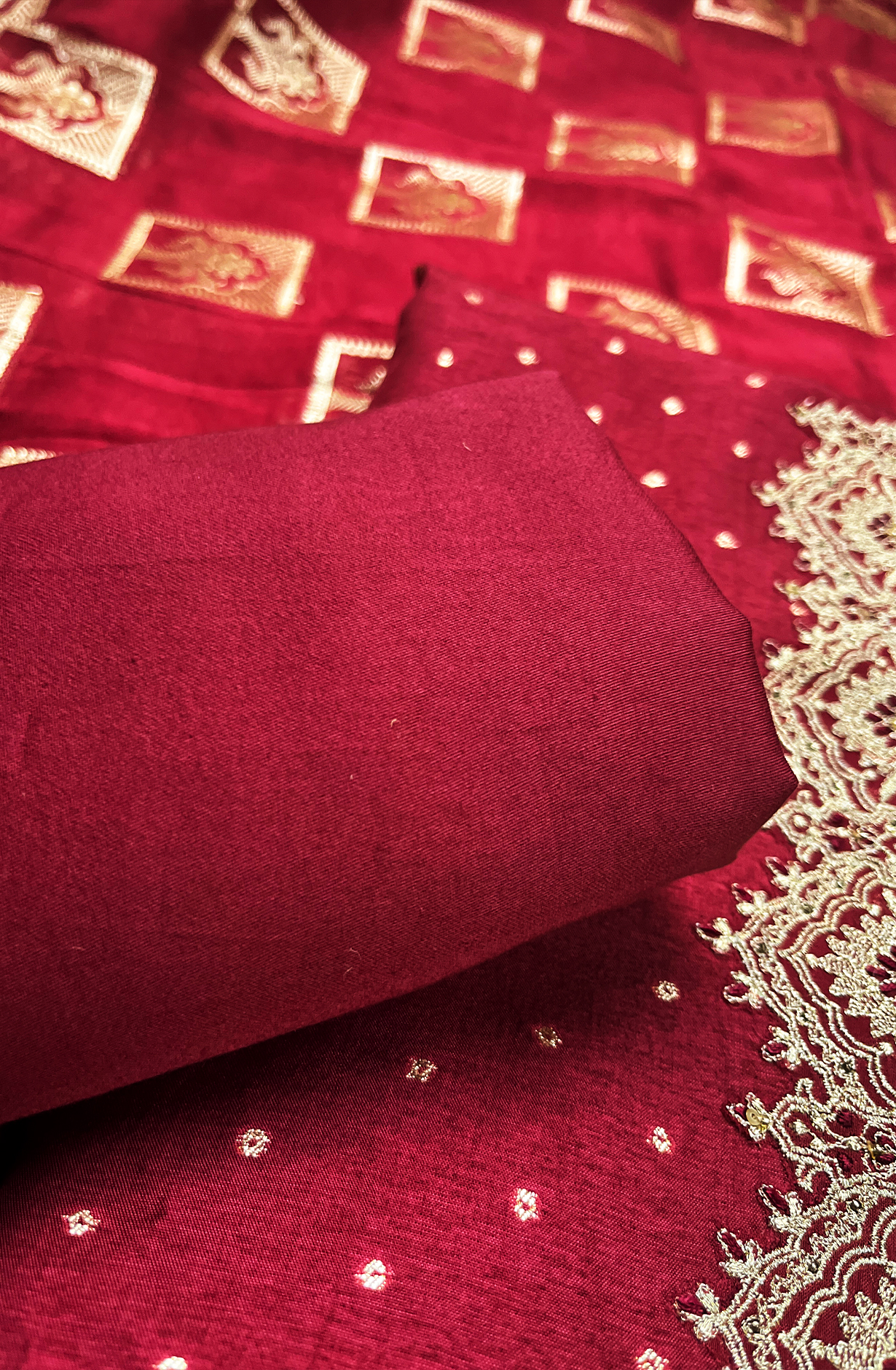 Maroon Modal Suit with Zari and Sequence Work- 245-MIX-48A