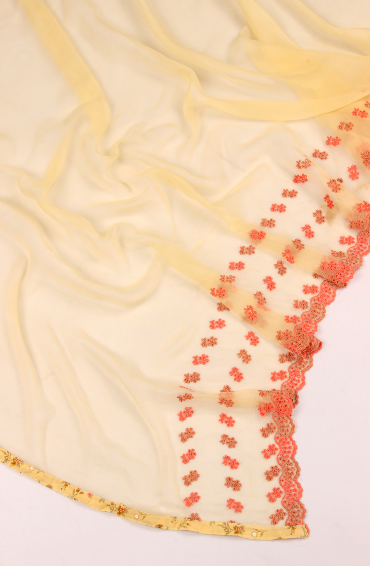 Yellow Cotton Unstitched Salwar Suit with Chiffon Dupatta - 245-NPJ2189