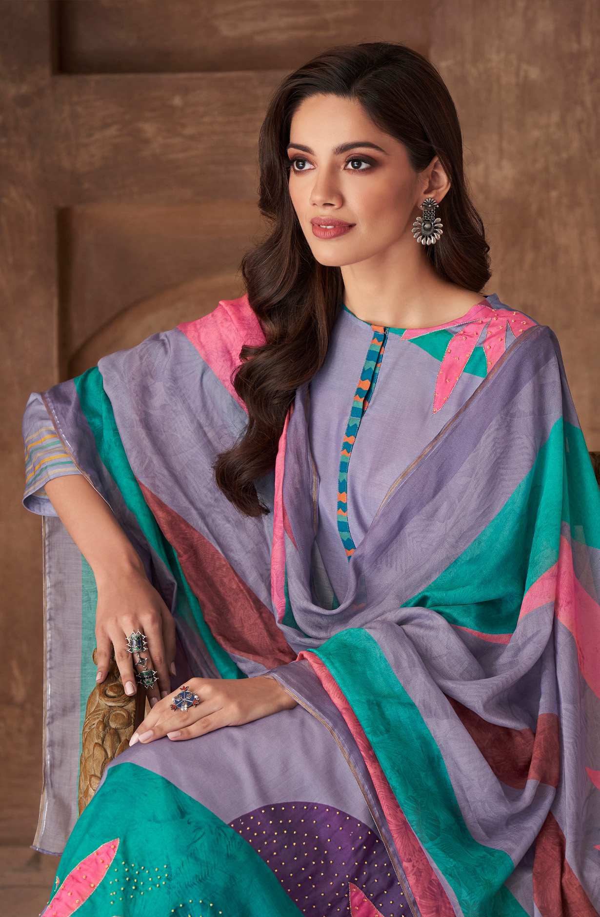 Lavender Cotton Digital Printed Unstitched Salwar Kameez - ITR566