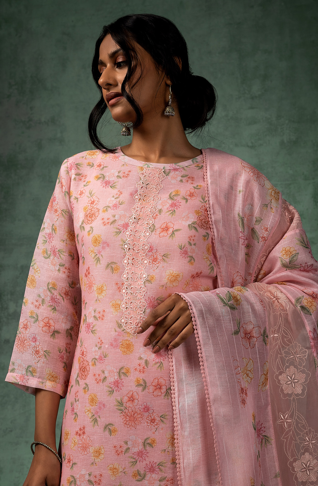 Pink Linen Exclusive Digital Printed with Embroidered Salwar Kameez - TAR1762A