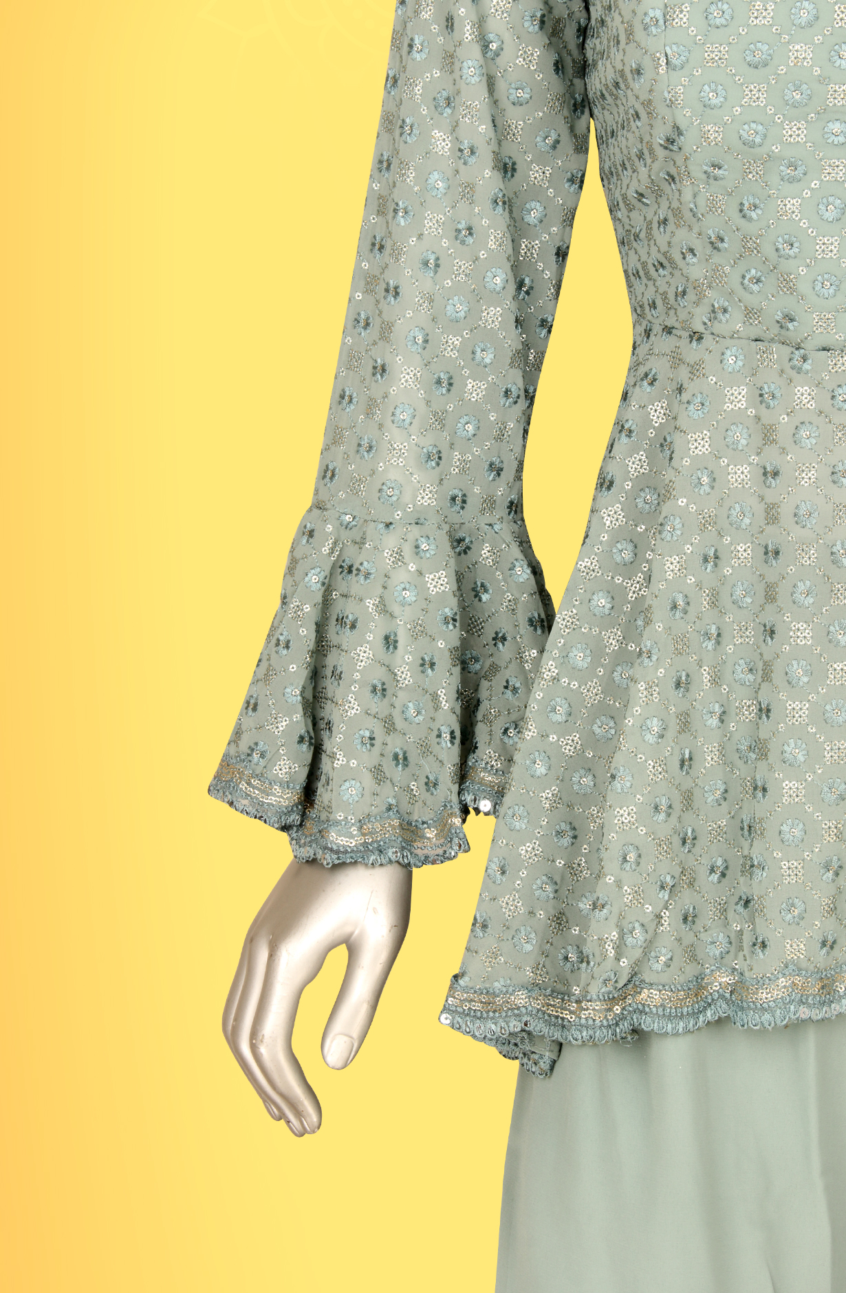 Sea Green Designer Georgette Partywear Readymade Sharara Suit - 131-D5918A