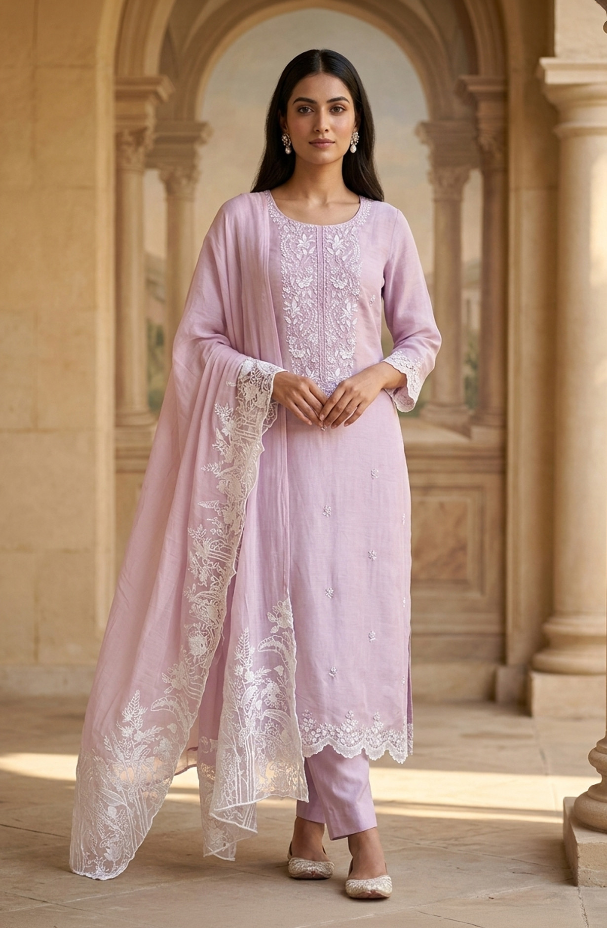 Pink Chanderi Silk Unstitched Suit Set with Beautiful Dupatta - 245-SUMCOT1501-3