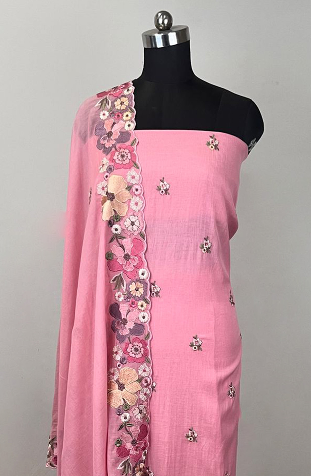 Pink Linen Unstitched Beautiful Suit Set with Dupatta - 131-EE5242