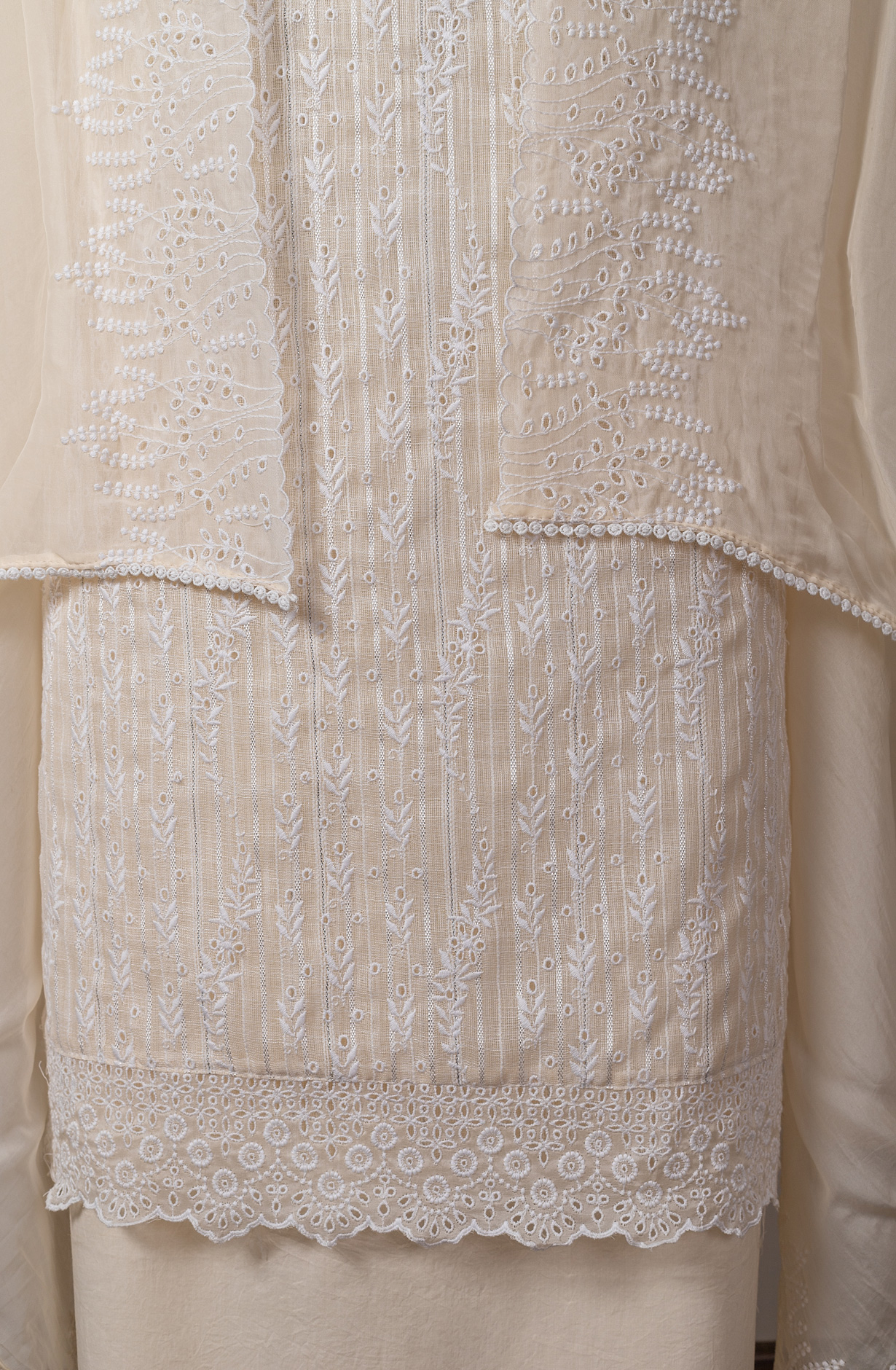 Fawn Linen Beautiful Embroidered Suit with Organza Dupatta - VAR1201C