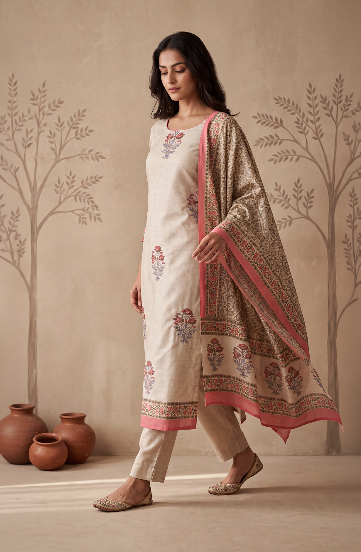 Pink Silk Unstitched Suit Set with Beautiful Dupatta - 972-WETSL1106C