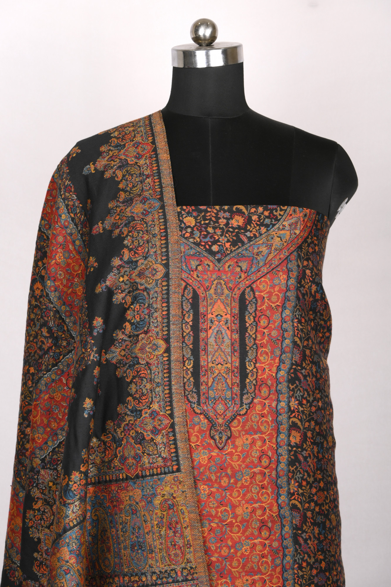 Black Pashmina Suit set with Dupatta- 1000-0411