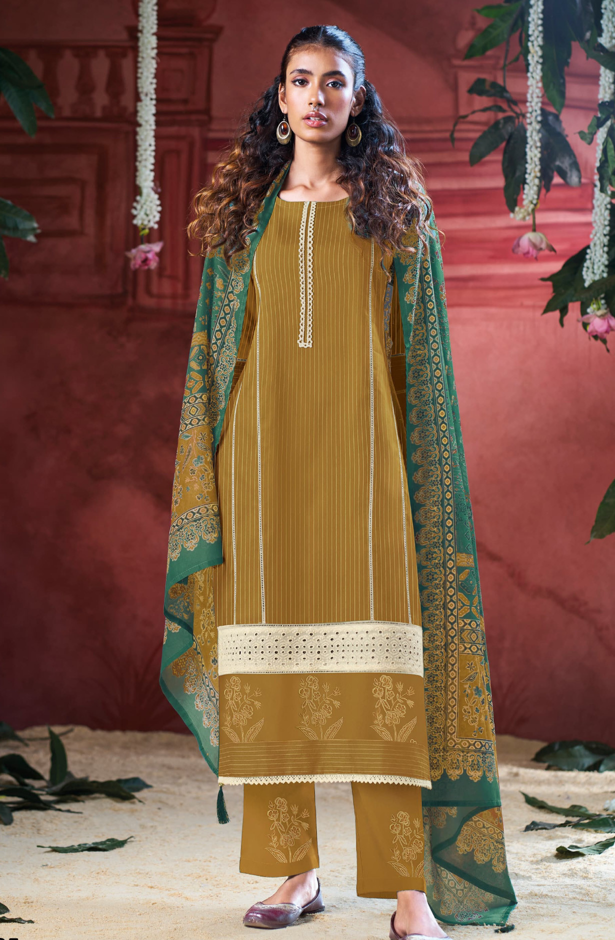 Mustard Cotton Beautiful Suit Set with Dupatta- MIR10325