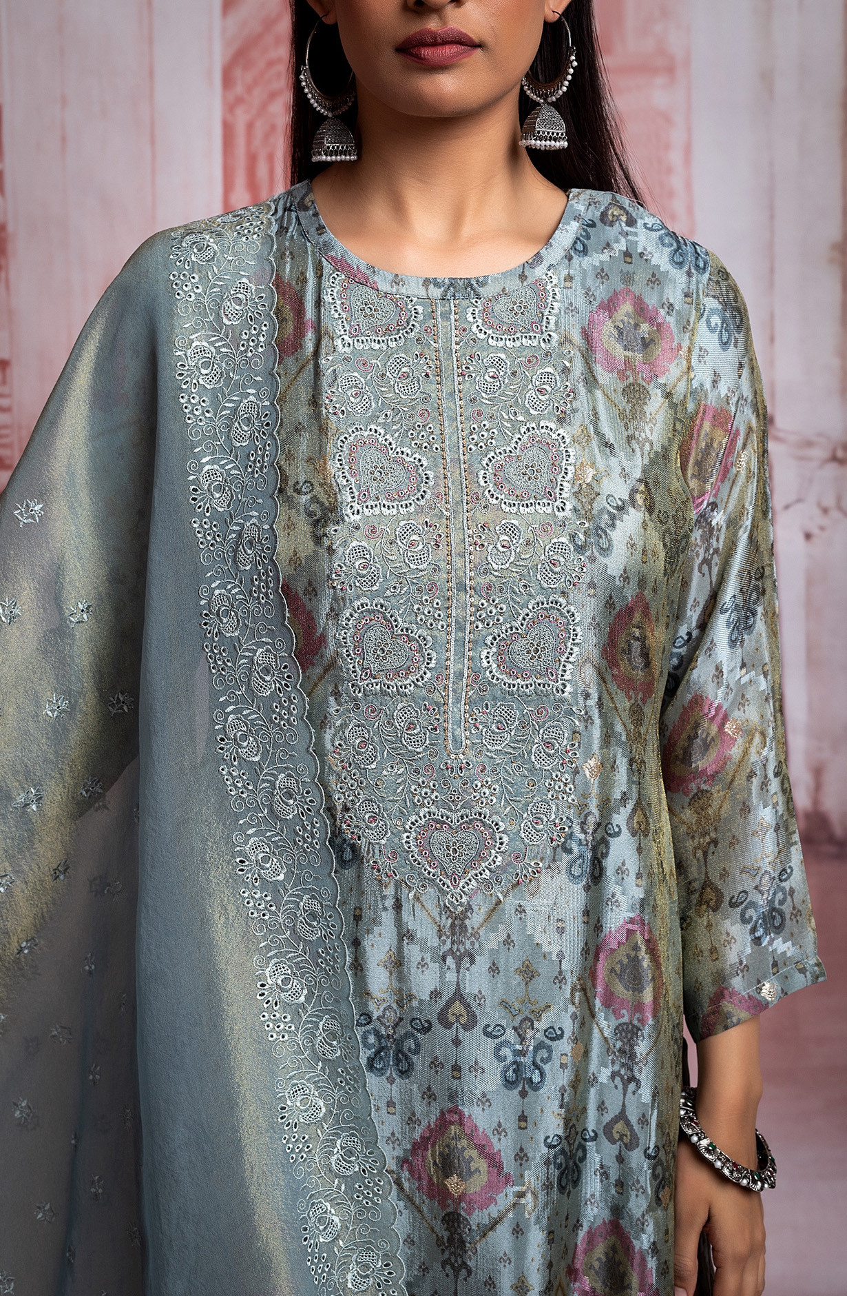 Blue Tissue Silk Digital Print Suit with Beautiful Dupatta - SOO2222A
