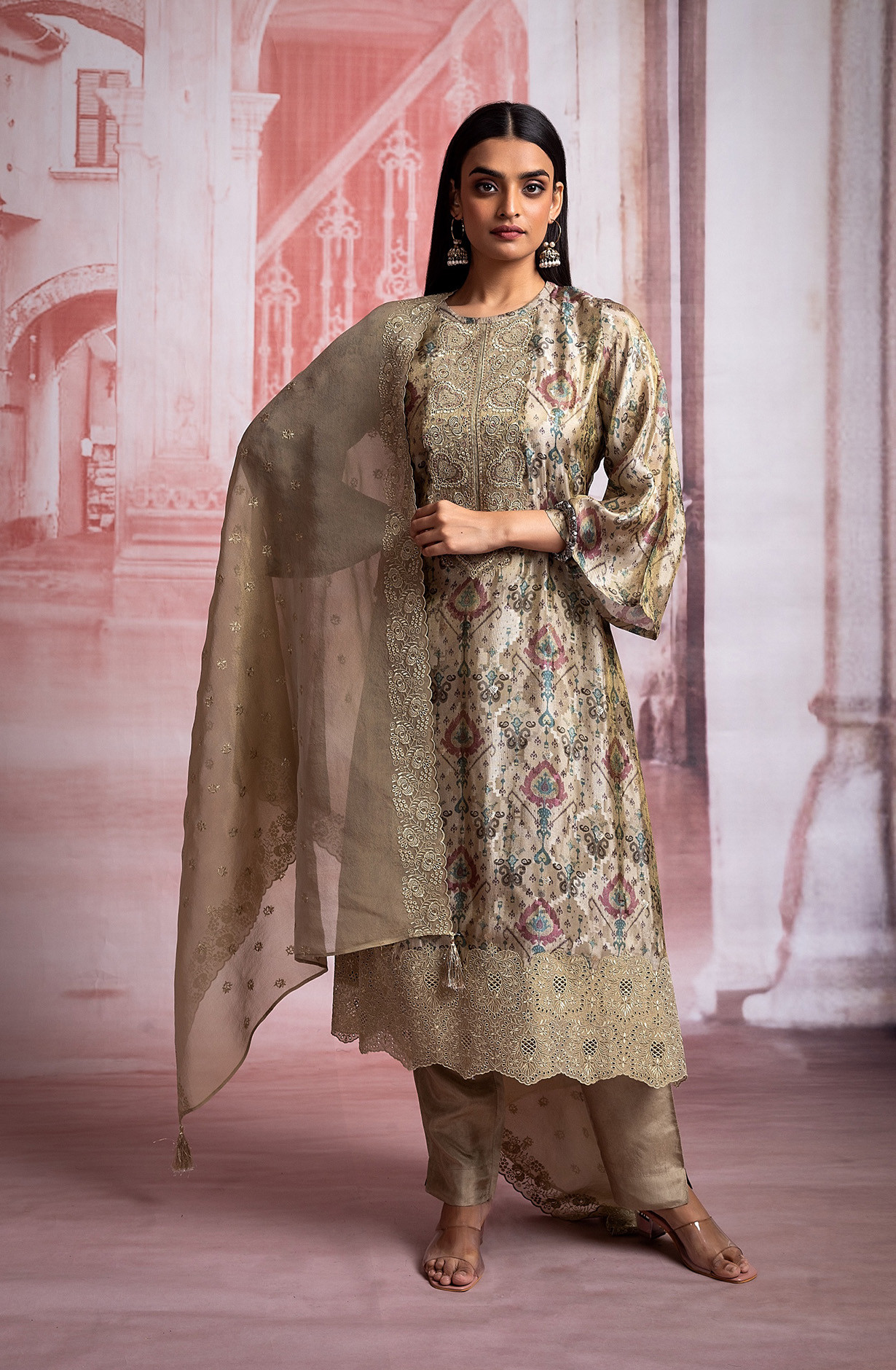 Brown Tissue Silk Digital Print Suit with Beautiful Dupatta - SOO2222B