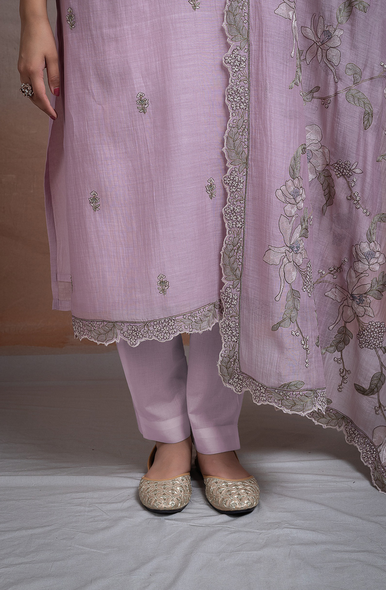 Mauve Pure mul chanderi beautiful Suit Set with Dupatta - R157-SPR2647B