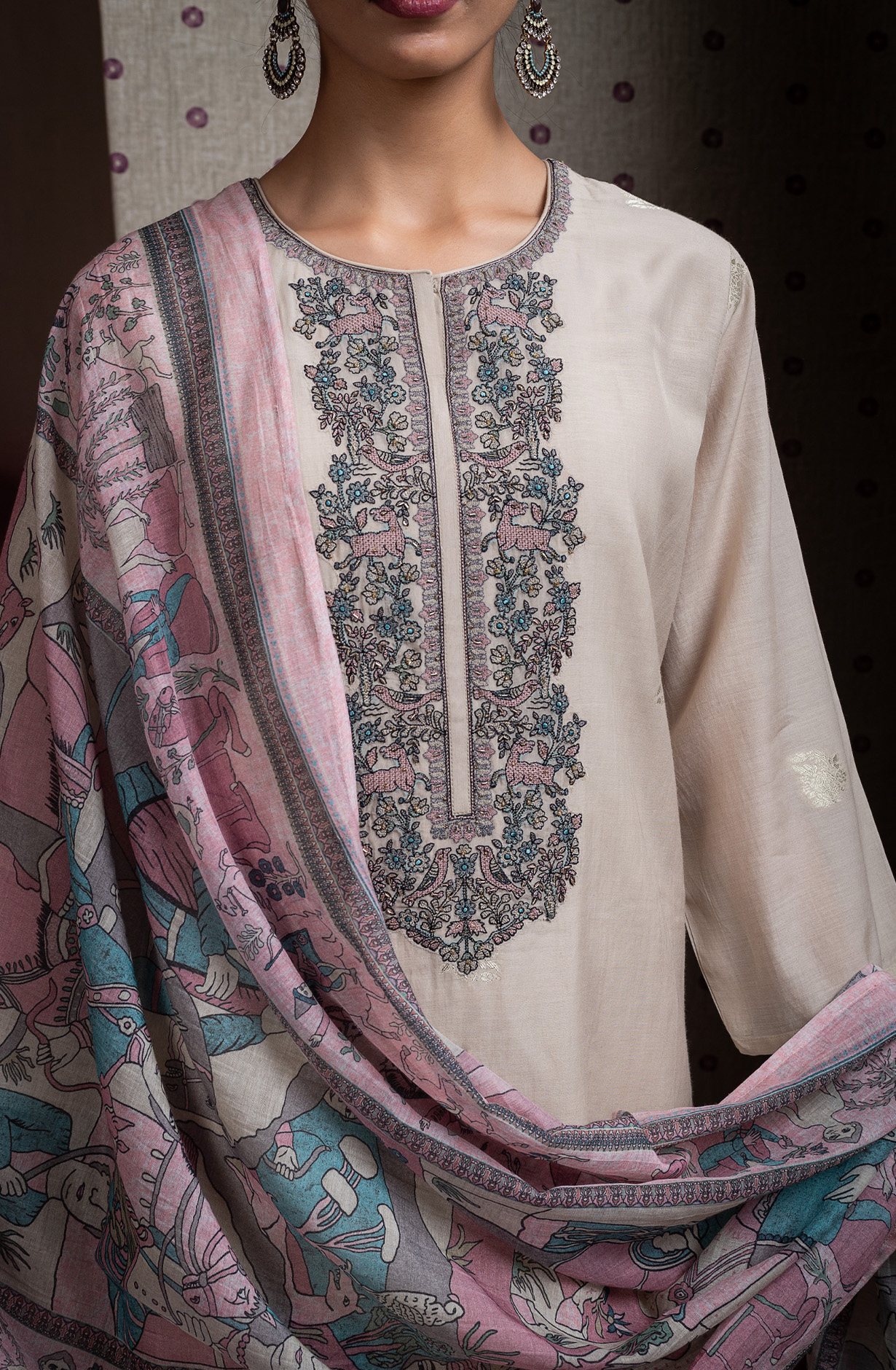 Pista Mul chanderi jacquard beautiful Suit Set with Dupatta - R157-SPR2616